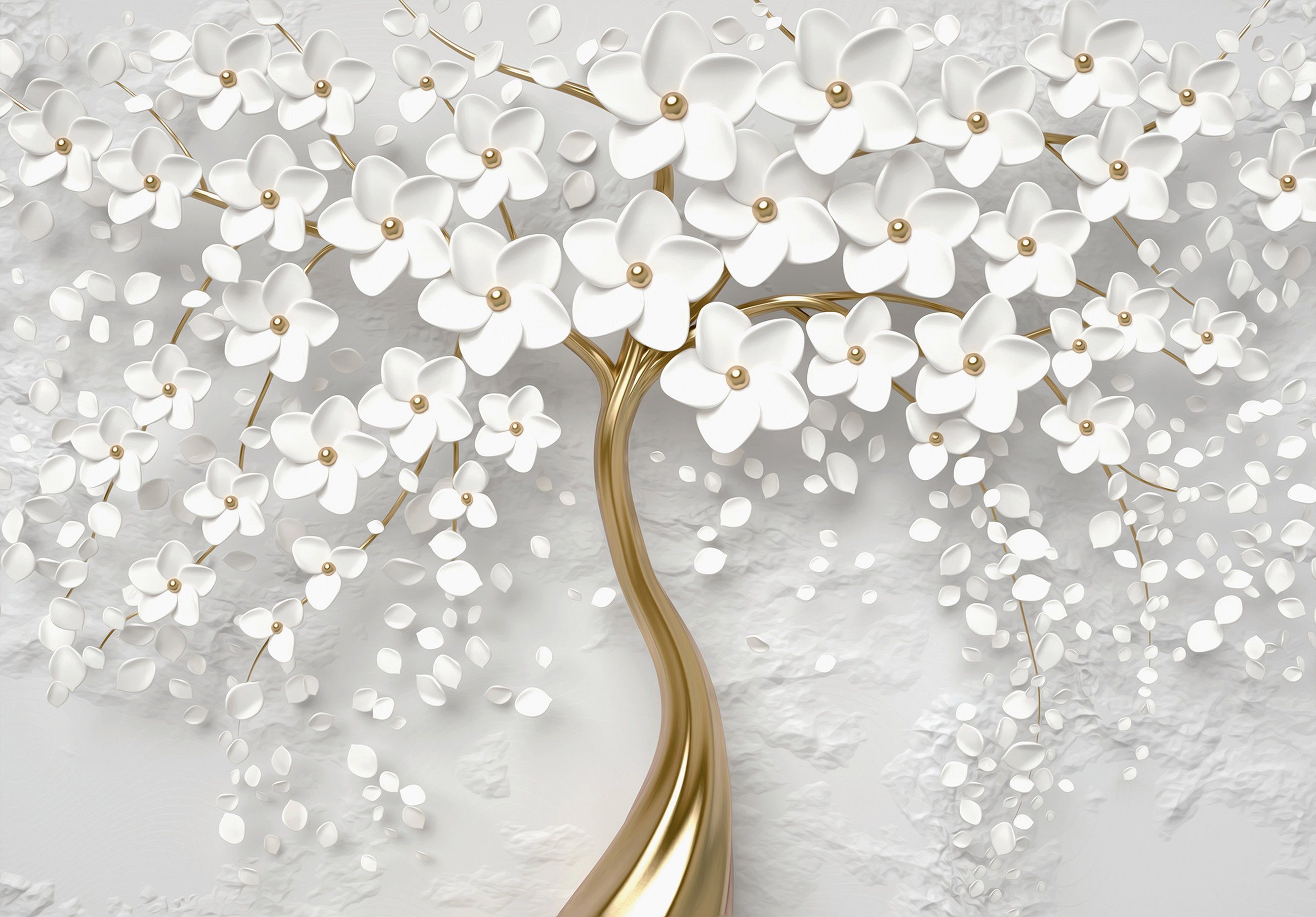 Wallarena Vliestapete 3D EFFEKT Blumen Glatt, Motivtapete, inklusive Tapete Wohnzimmer Kleister Schlafzimmer Vliestapete Wandtapete Baum