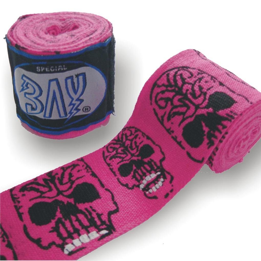 Handbandagen Boxbandagen Box-Bandagen pink Totenkopf Boxen BAY-Sports