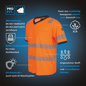 PRO FIT by Fitzner T-Shirt Warnschutz, Neon Orange - Grau, (1, Stück) Warnschutzkleidung, Weich, Komfortabel, Hohe Sichtbarkeit