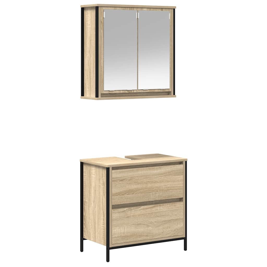 vidaXL Badezimmer-Set 2-tlg. Badmöbel-Set Sonoma-Eiche Holzwerkstoff, günstig online kaufen