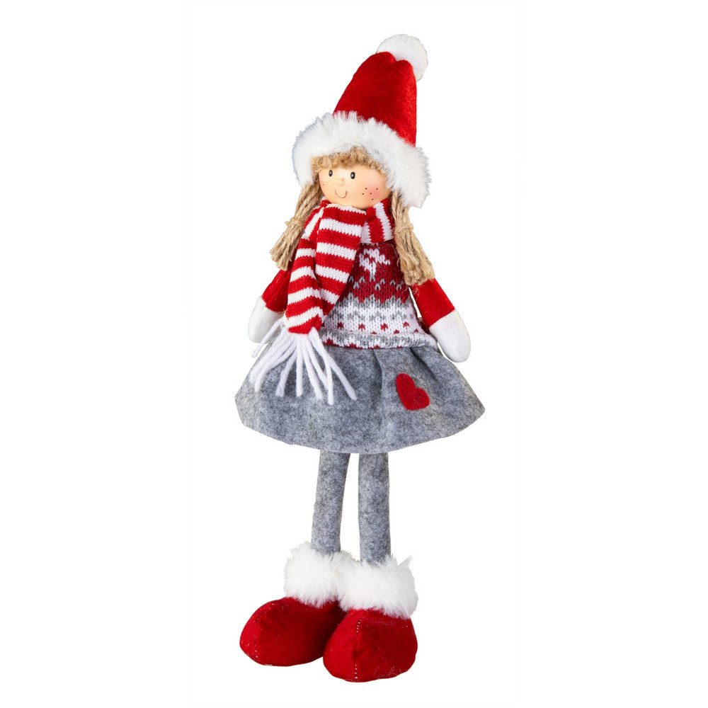 MICA Weihnachtsfigur Dekokind stehend - rot, grau, weiß - aus Textil - ca. günstig online kaufen