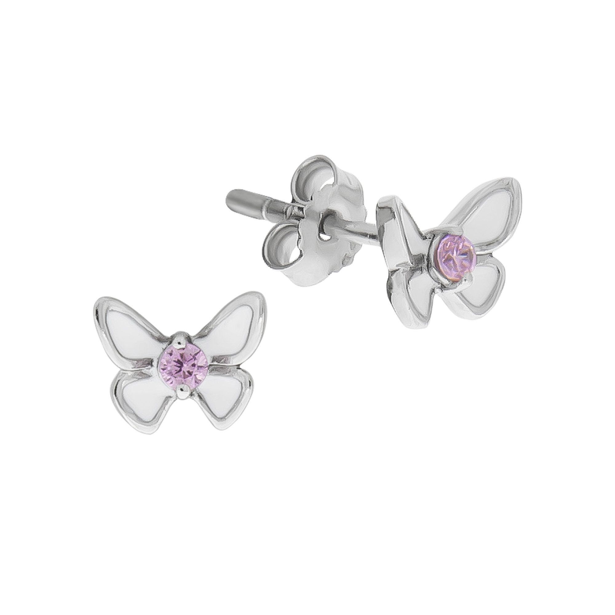 Schmetterling Zirkonia Silber Paar pink Zeeme Ohrstecker 925