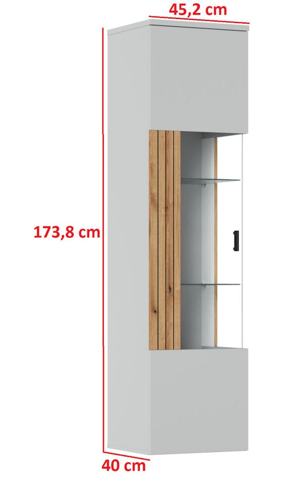 grau Feldmann-Wohnen (Vero, Evoke MDF Vero Eiche / Hängevitrine 45x40x174cm Hängevitrine)