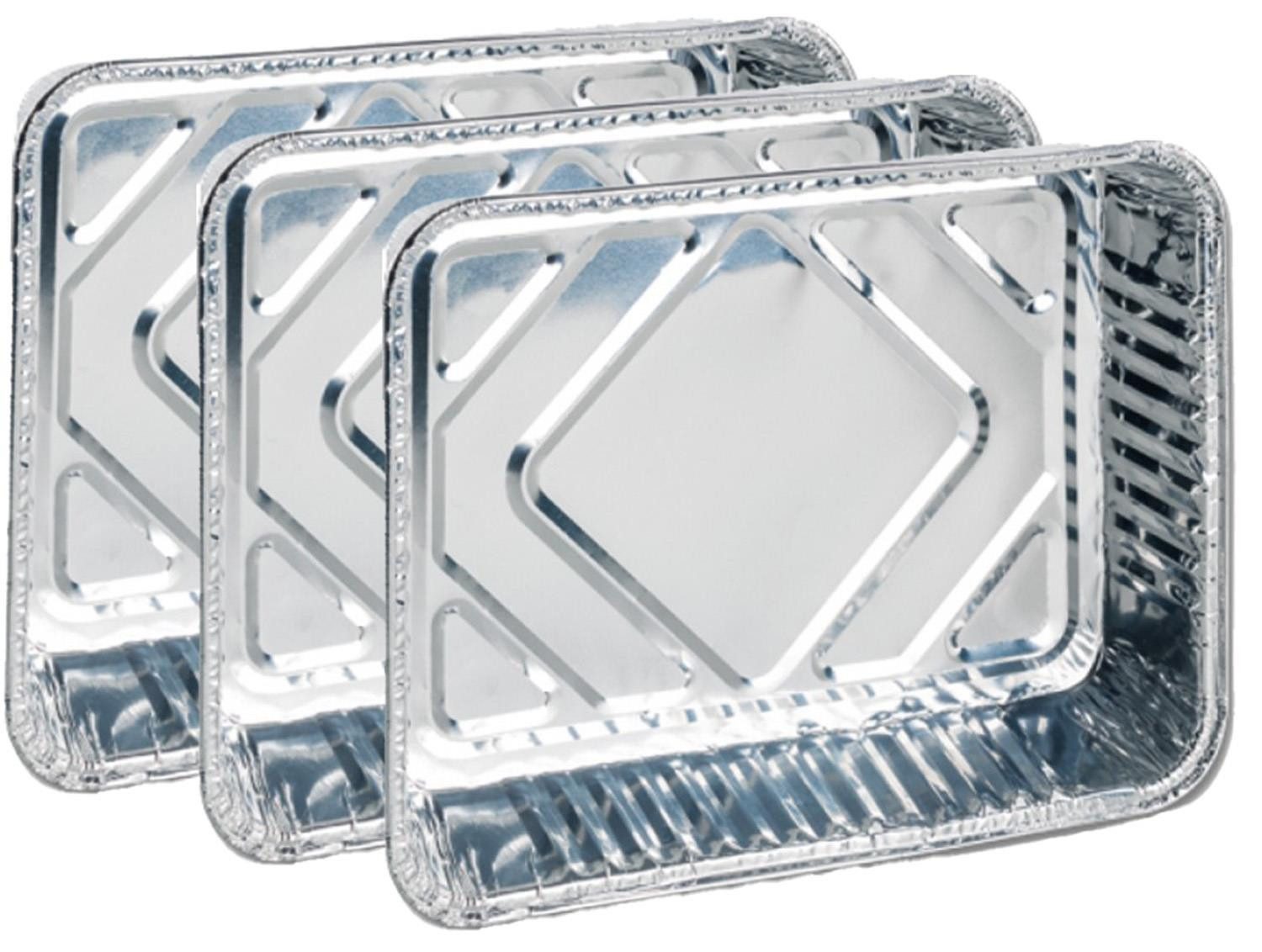 QuickPack Auflaufform Auflaufform Aluminium 3er Set eckig 200x150x40mm Silber, Aluminium, (3-St), Alu Schale Grillschale Auflaufform Grillform Gratinform