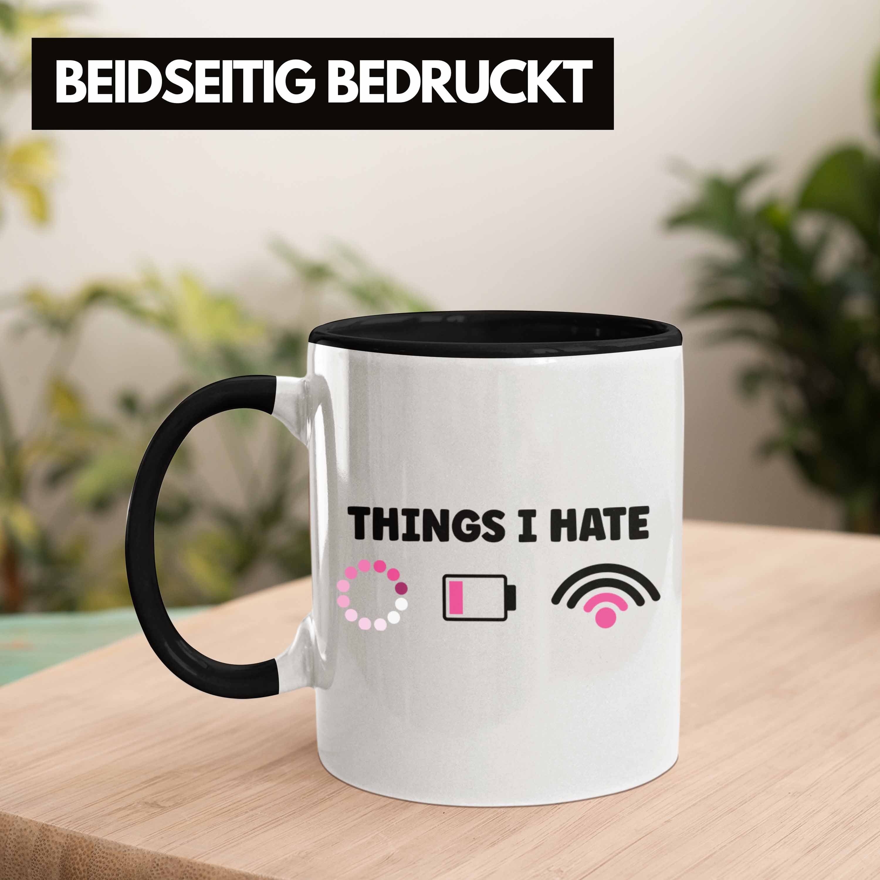 Kaffeetasse Tasse Schwarz Trendation Tasse Programmiererin Lustige - I Trendation Geschenk Geschenkidee Hate Things Computer Gaming