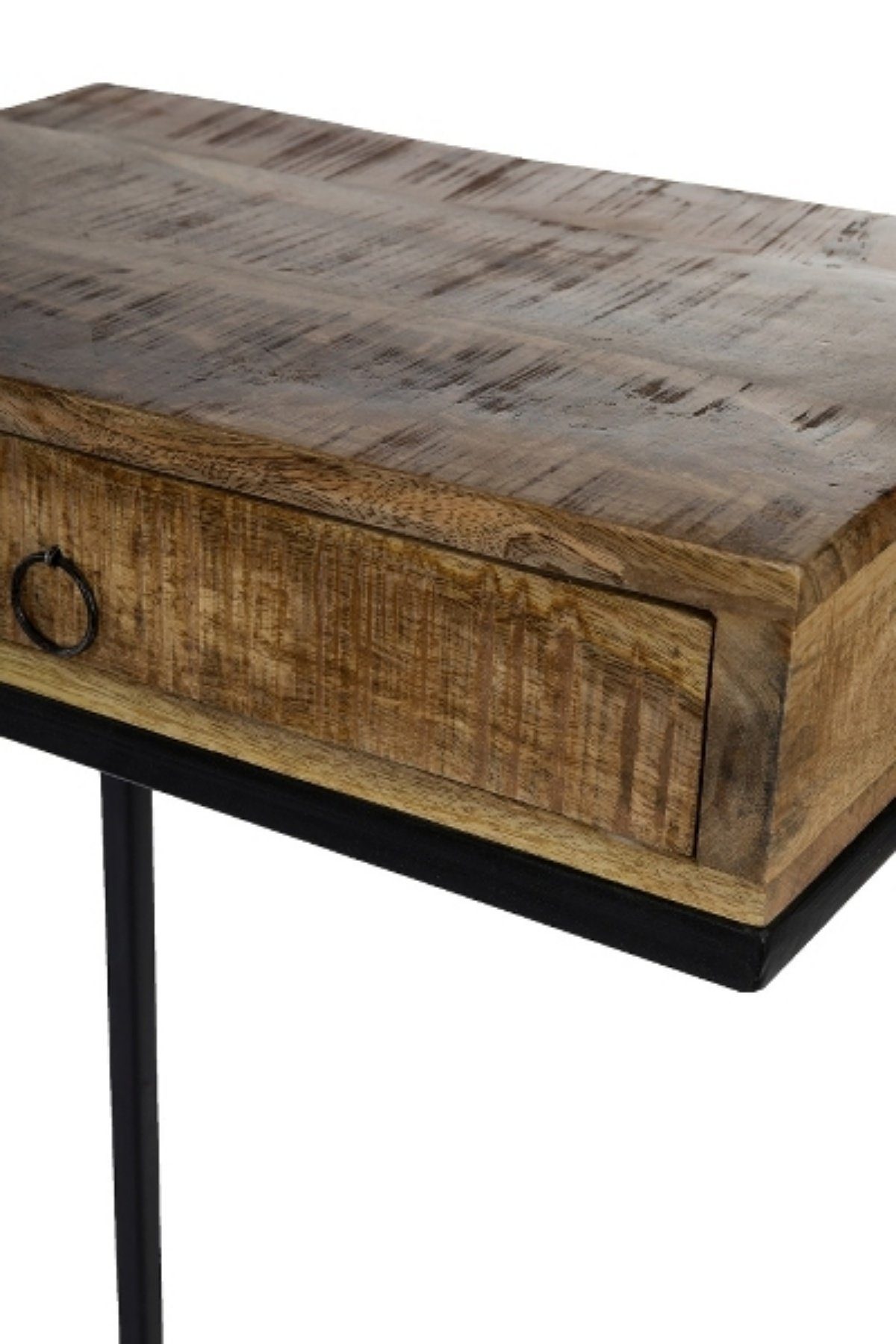 Set 2er Beistelltisch Tische Metall Holz Ablagetisch: cm holz Set schwarz (FALSCH), 2er mit Schublade 45x79x30 elbmöbel Beistelltisch