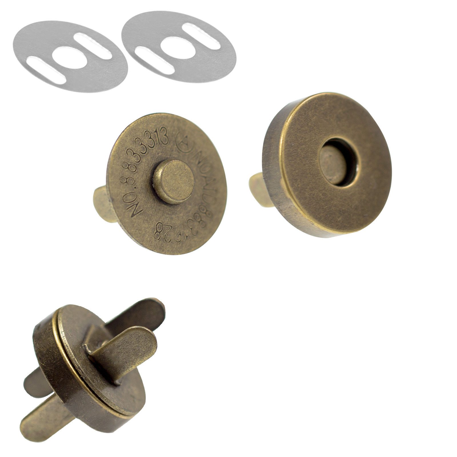 maDDma 10er Set Magnetverschluss Taschenschloss, Metall, Nähzubehör Gurtstecker (10 Stk., 10-tlg), 18-18mm