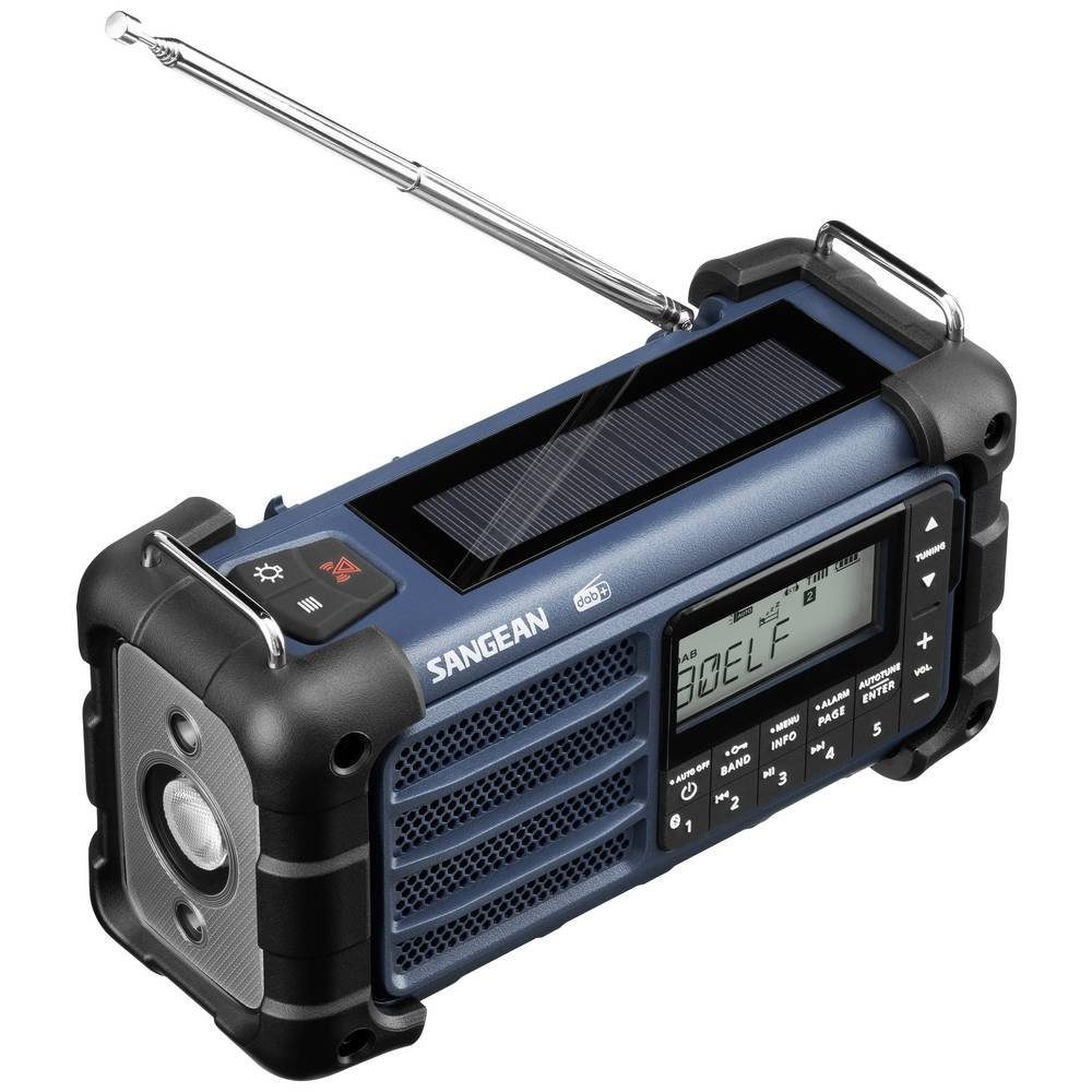 Sangean DAB+ Ocean Blue DAB+/FM-RDS/Bluetooth Dig.Tuning Emergency A500480 Radio (Solarpanel, spritzwassergeschützt, staubdicht, Taschenlampe)