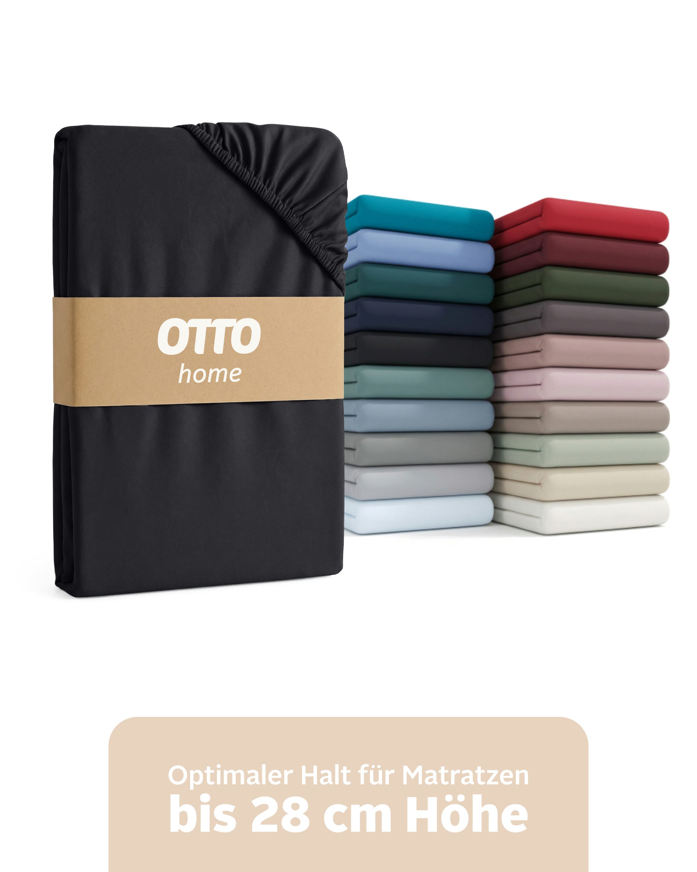 OTTO home Spannbettlaken BLACKBERRY in PREMIUM und BASIC Qualität, 100% Baumwolle, Jersey (160 g/m), Gummizug: rundum, (1 Stück), für hohe Matratzen bis 28 cm, Bettlaken, Spannbetttuch, Boxspring