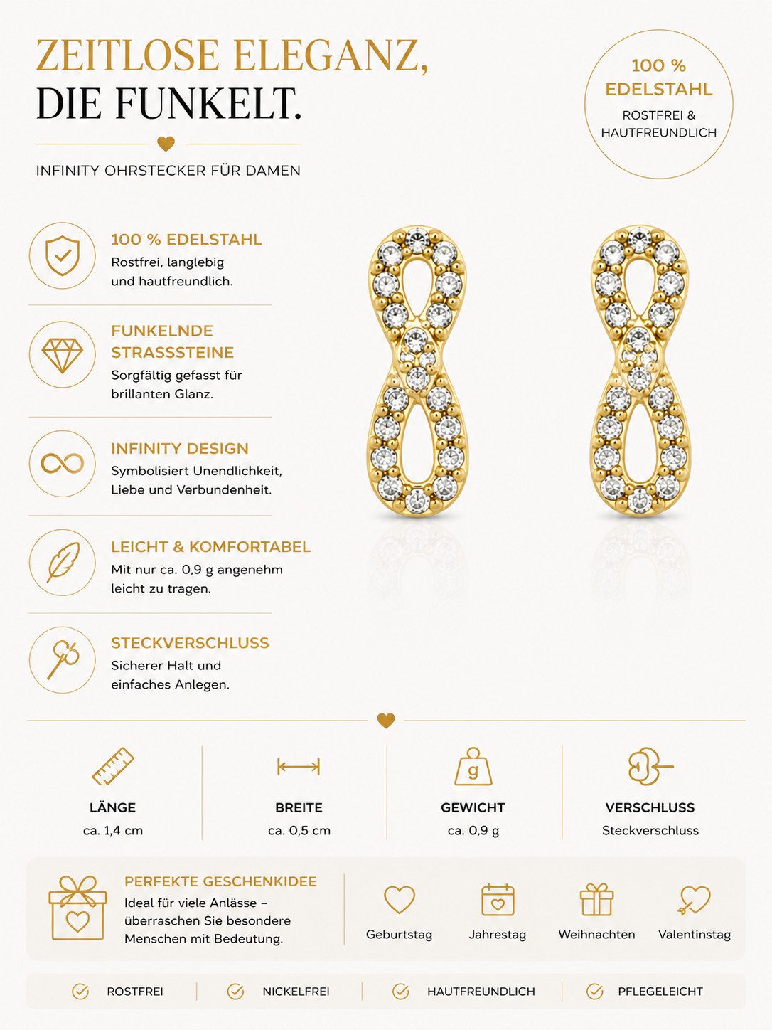 Brise Schmuck Schmuckset Schmuckset Damen Infinity Edelstahl Halskette & Armband Gold/Silber (Schmuckset, 1 Armband, 1 Halskette), Infinity Schmuckset, verstell – Bild 4 von 4