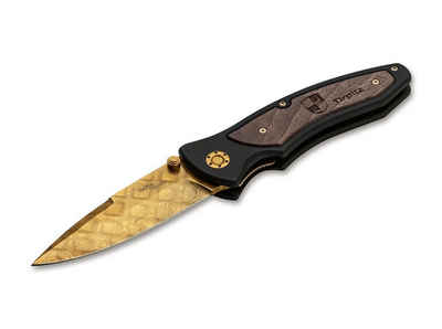 Böker Taschenmesser Böker Manufaktur Solingen Taschenmesser Tirpitz-Damast Gold Linerlock