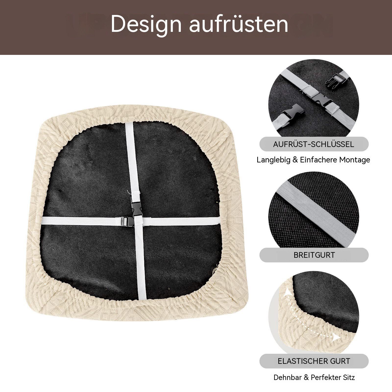 Agger Stuhlhusse Wasserdichte Esszimmerstuhlbezüge, Stretch-Sitzbezüge, für Esszimmerstühle, Schutzhülle für Küche, Hotel – Bild 4 von 5