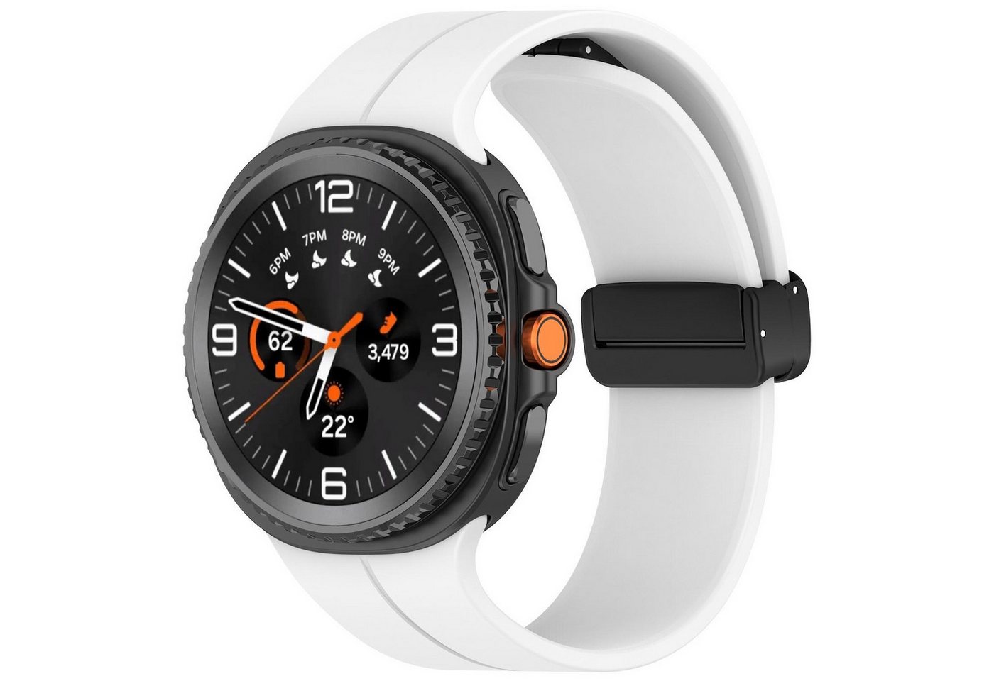 Wigento Smartwatch-Armband Silikon für Samsung Galaxy Watch 9 / 8 / 8 Classic Magnet Faltschließe, Magnetisches Silikonarmband mit Faltschließe
