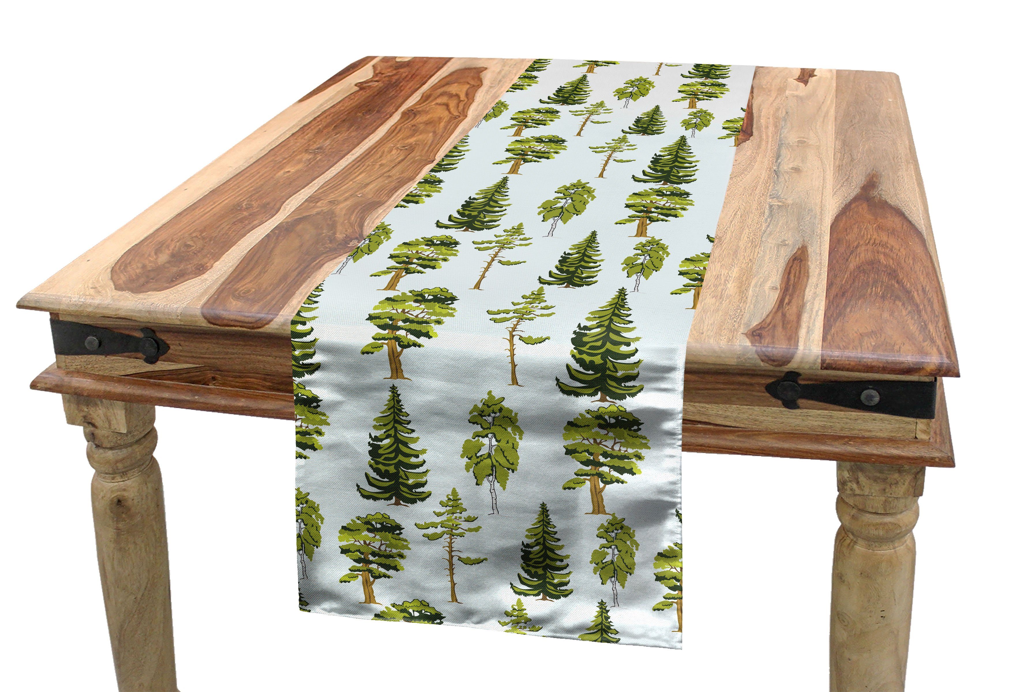 Abakuhaus Tischläufer Esszimmer Küche Rechteckiger Dekorativer Tischläufer, Blätter Pine Oak Tannenbaum Grafik