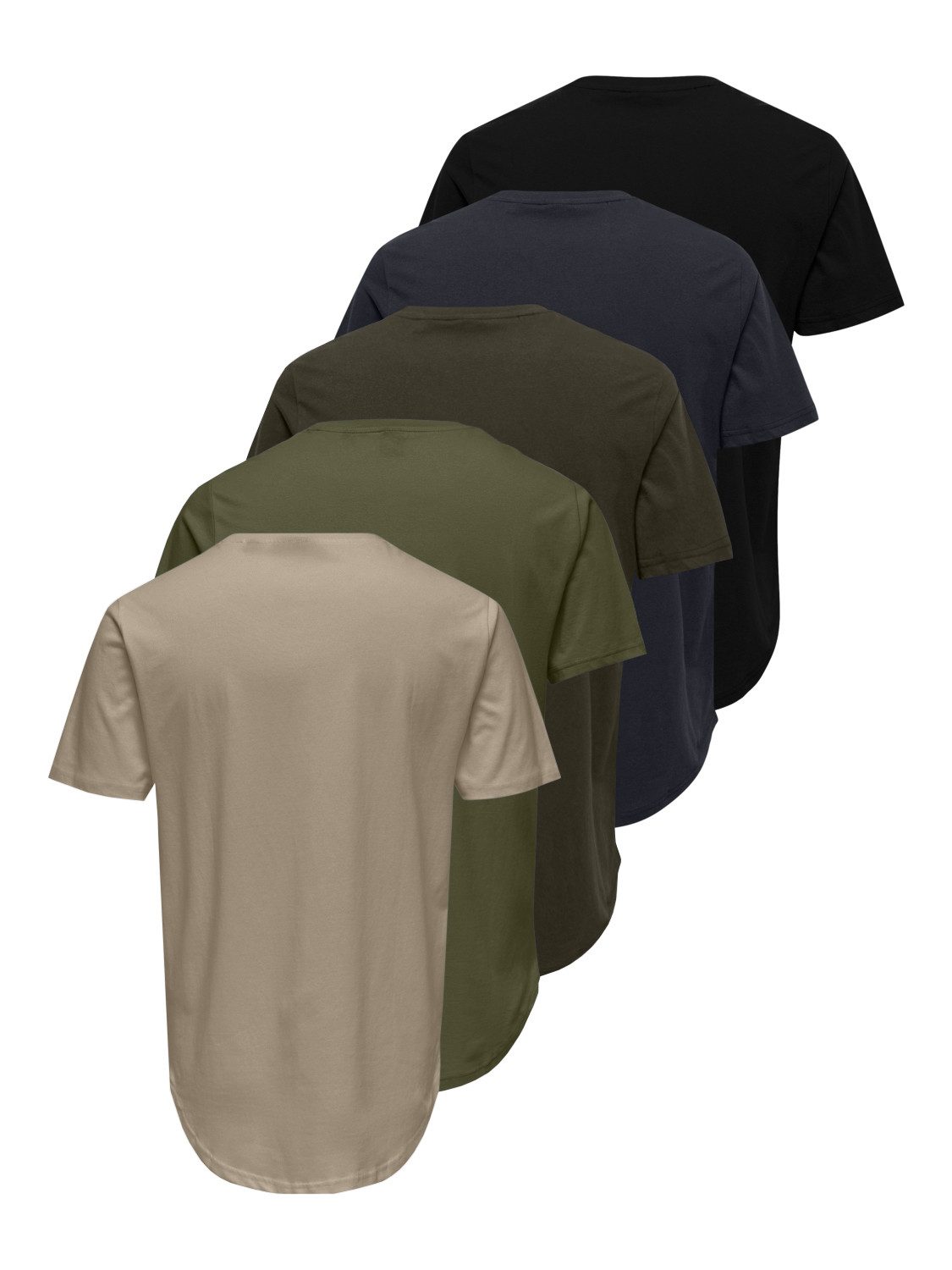 ONLY & SONS T-Shirt ONSMATT LONGY SS TEE 5-PACK (Packung, 5-tlg) Baumwolle, relaxed fit