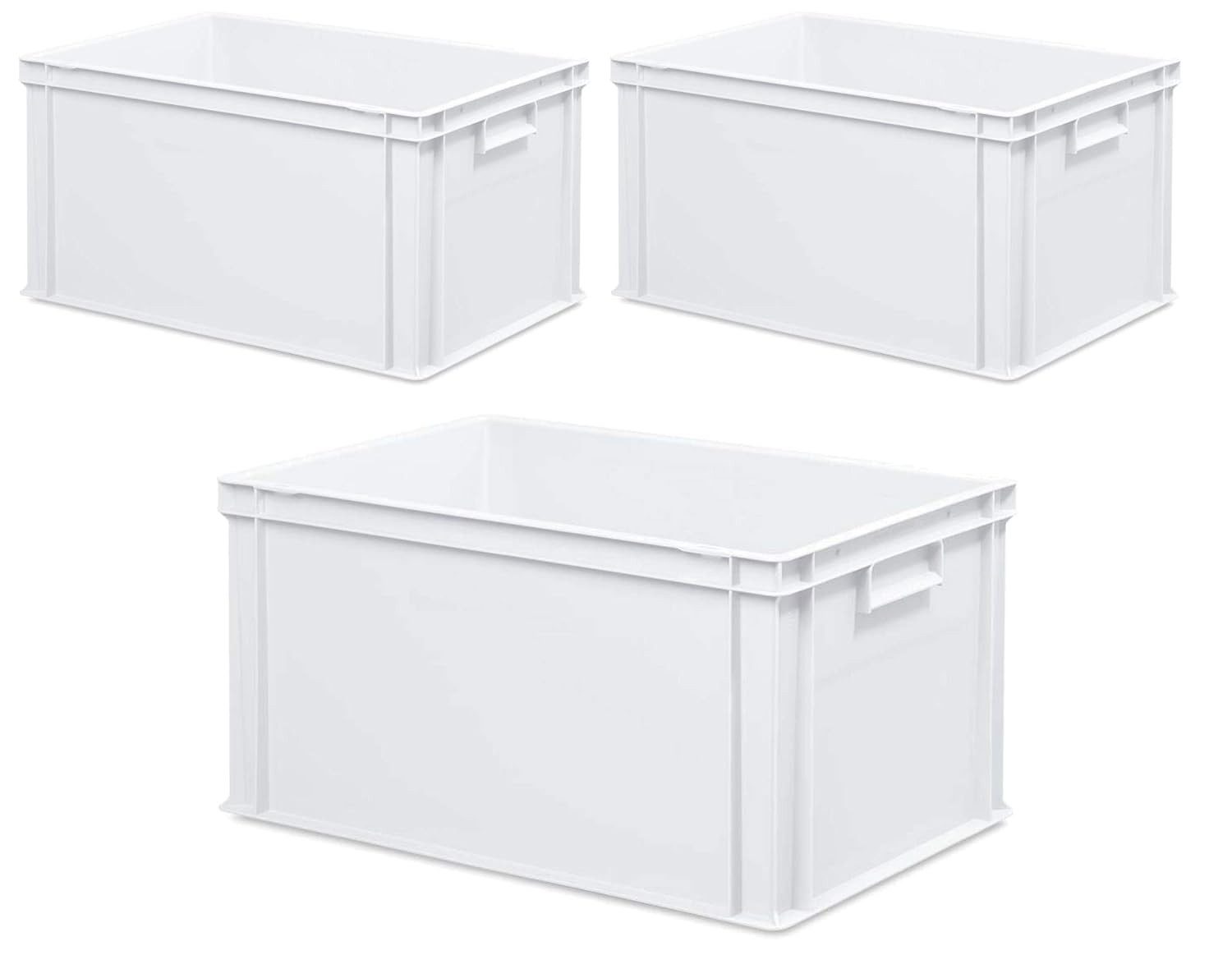 Stapelbox 3x Euro-Stapelbehälter mit 2 Griffleisten, LxBxH 600x400x320 mm