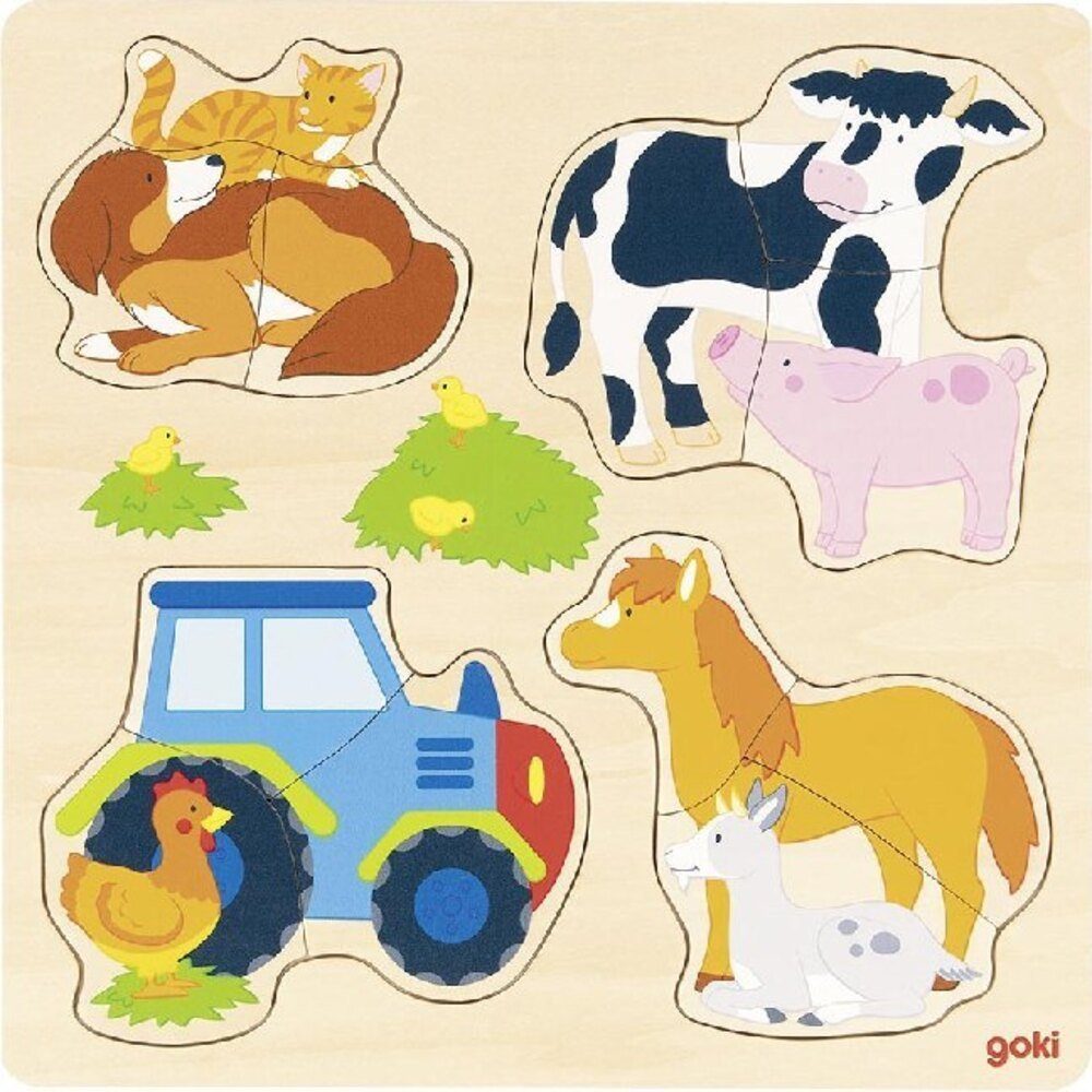 Gollnest & Kiesel Puzzle Einlegepuzzle Bauernhoftiere (Holzpuzzle), 19 Puzzleteile