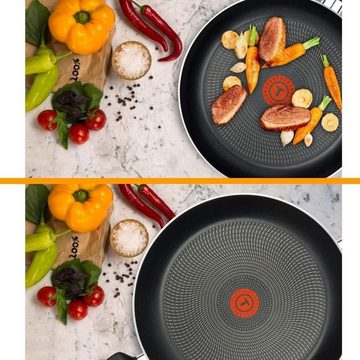 Tefal Pfannen-Set Simple Cook 2-teilig, 24 + 28 cm Pfanne, Aluminium (2-tlg), Antihaft Bratpfannen mit integrierter Temperaturanzeige