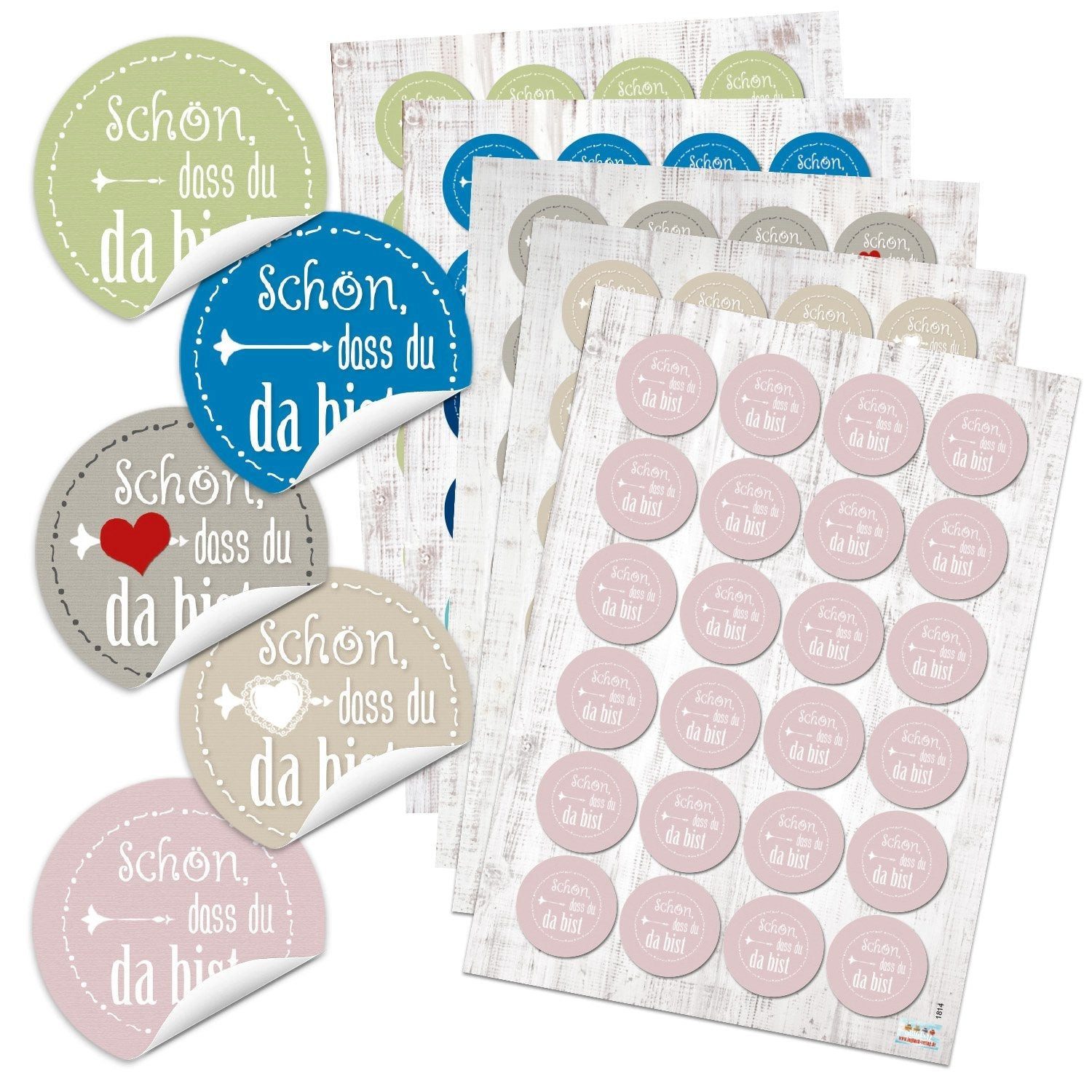 Logbuch-Verlag Aufkleber 5 x 24 selbstklebende Sticker SCHÖN DASS DU DA BIST