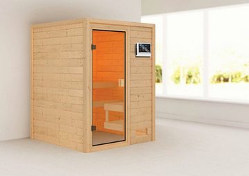 welltime Sauna Sandy, BxTxH: 145 x 145 x 187 cm, 38 mm, 3,6-kW-Plug & Play Ofen mit ext. Steuerung