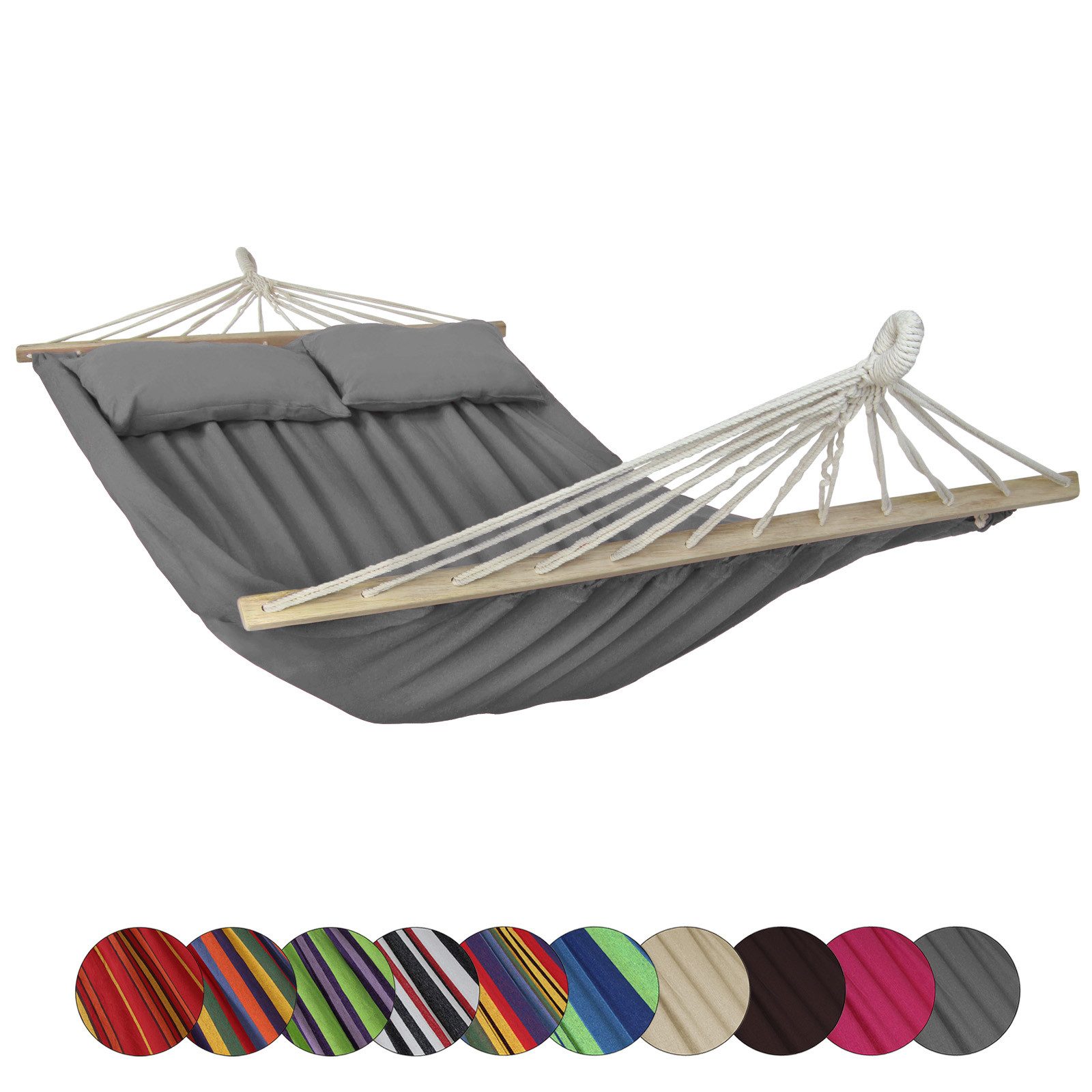 BB Sport Stabhängematte Stabhängematte 240 x 150 cm inkl. 2 Kissen für 2 Personen