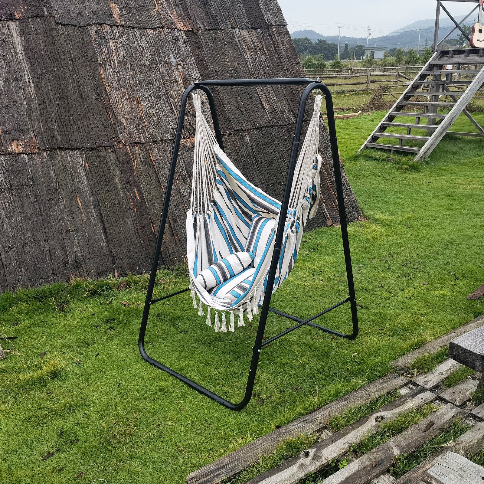 CCLIFE Hängesessel Hängesessel mit Gestell Hängeschaukel Hängestuhl (1er Set mit Gestell), mit gestell