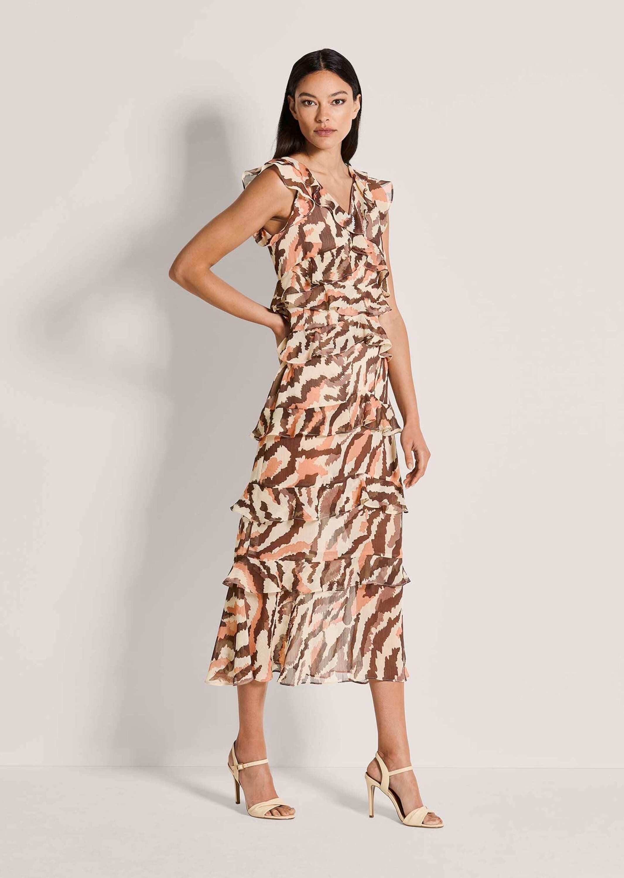 MADELEINE Midikleid Sommerkleid mit Animal-Print Midikleid mit V-Ausschnitt günstig online kaufen