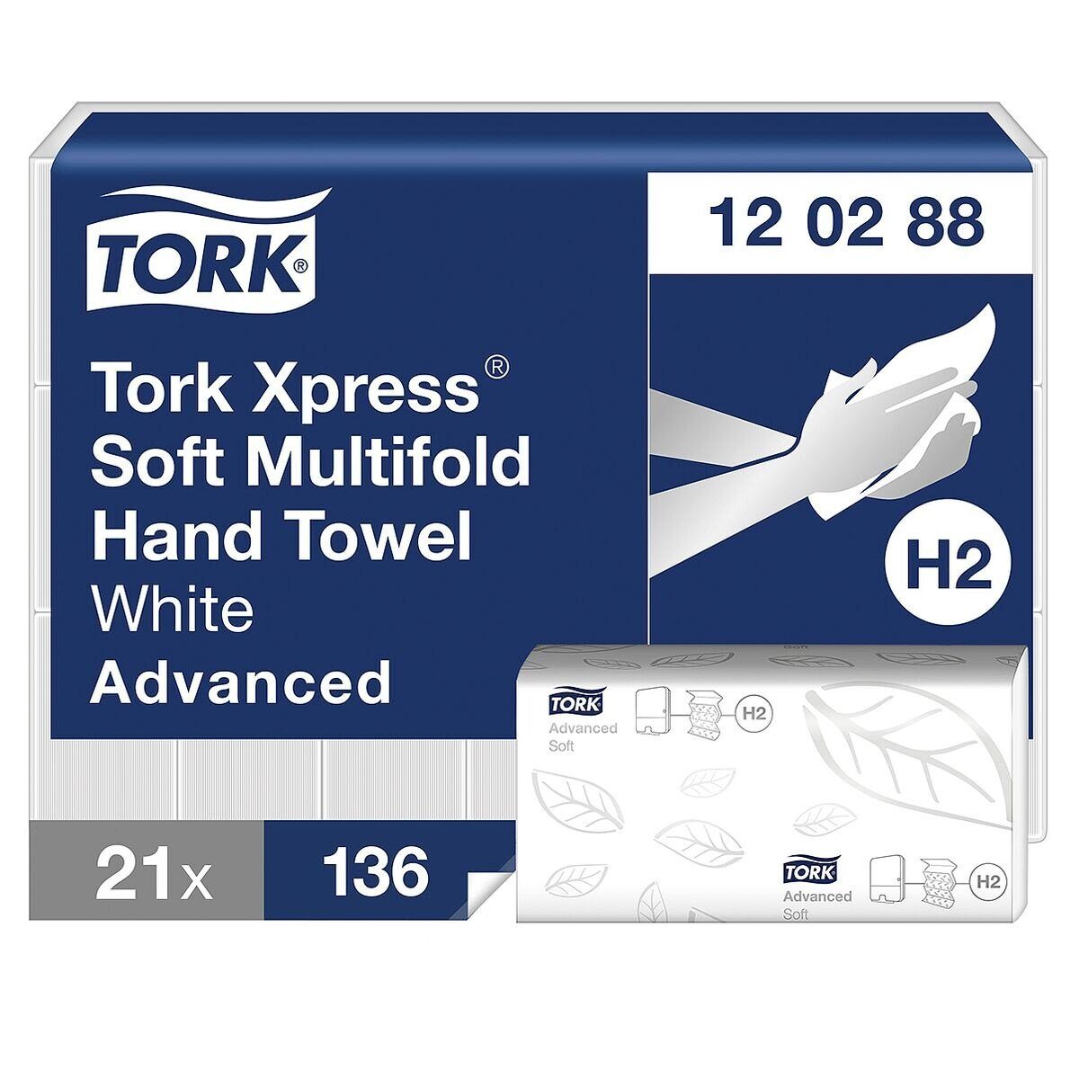 TORK Papierhandtuch Advanced, 2-lagig, TAD-Hybrid mit I-Falzung, 21x34 cm, 2856 Blatt