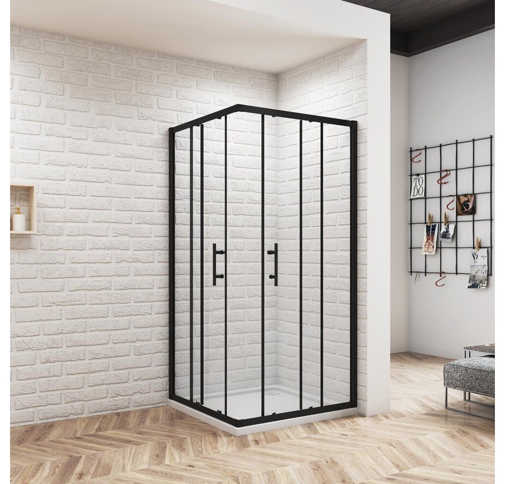 Thumbnail - duschspa Eckdusche Duschkabine Duschabtrennung Eckeinstieg Schiebetür Duschtür Nano Glas, BxT: 80x80 cm, Einscheibensich...