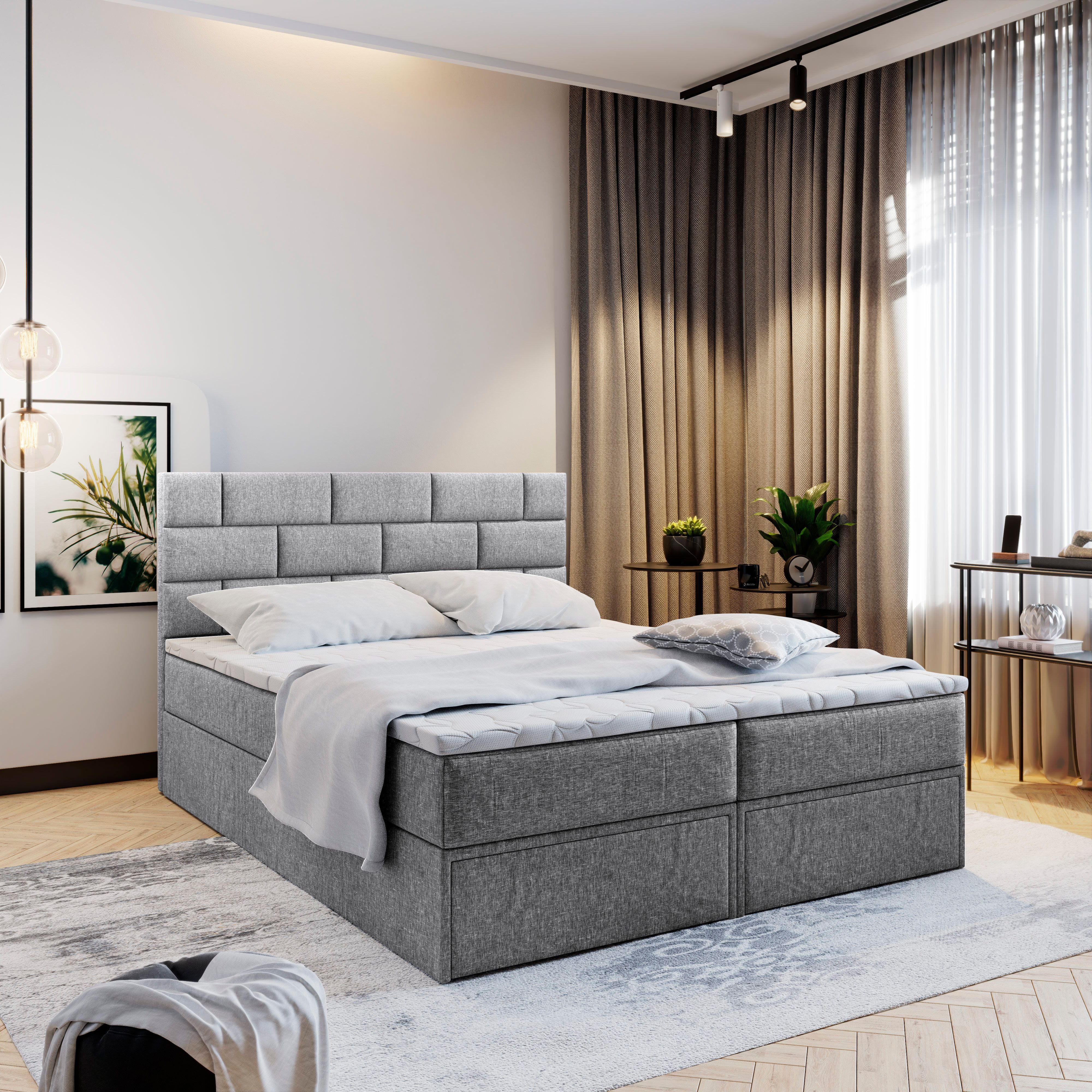 Boxbett ARINOS 160x200 cm mit Bonell Matratze und Topper