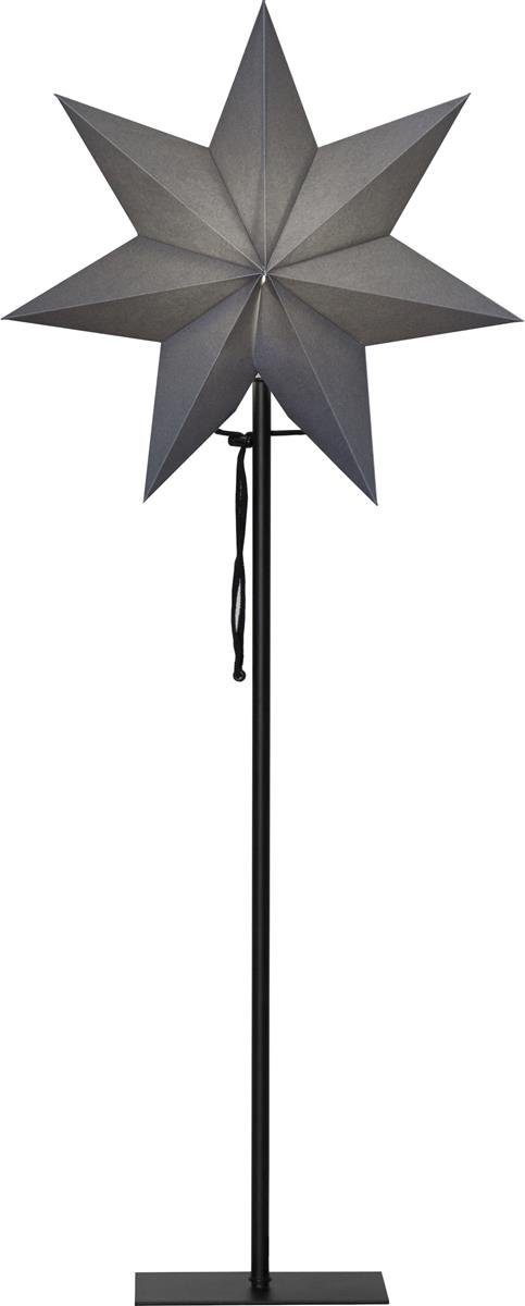 STAR TRADING LED Stern Papierstern Weihnachtsstern stehend 7-zackig 85cm E14 inkl. Kabel grau