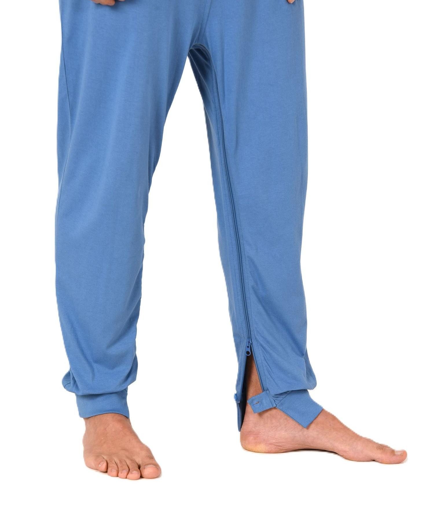 Normann Pyjama Herren Pflegeoverall kurzarm mit langen Bein + Reißverschluß am Bein