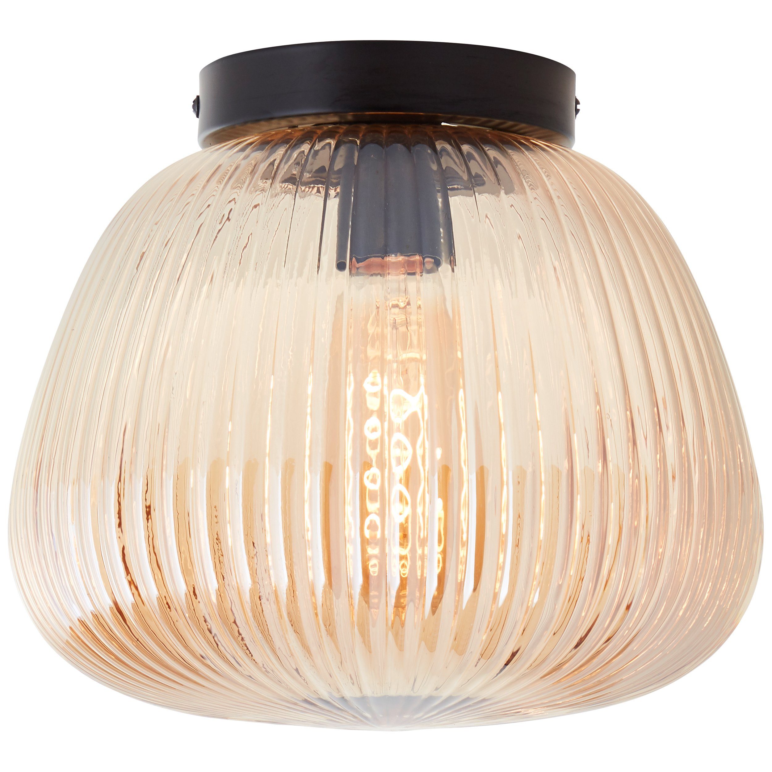 Brilliant Deckenleuchte Kaizen, ohne Leuchtmittel, Riffelglas, 22 x 25 cm, E27, Amber-Bernsteinfarben