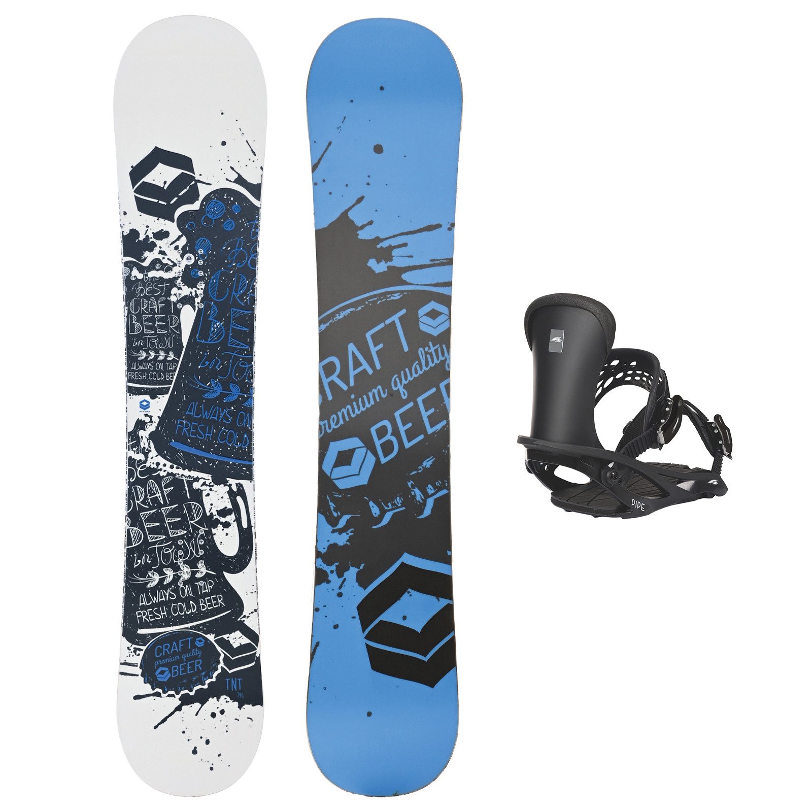 Snowboard FTWO Set Snowboard TNT Blau 146cm mit Pipe Bindung M Sale