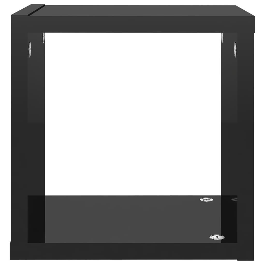 vidaXL 22x15x22 Hochglanz-Schwarz Stk. 2-tlg. Würfelregale 2 cm, Regal