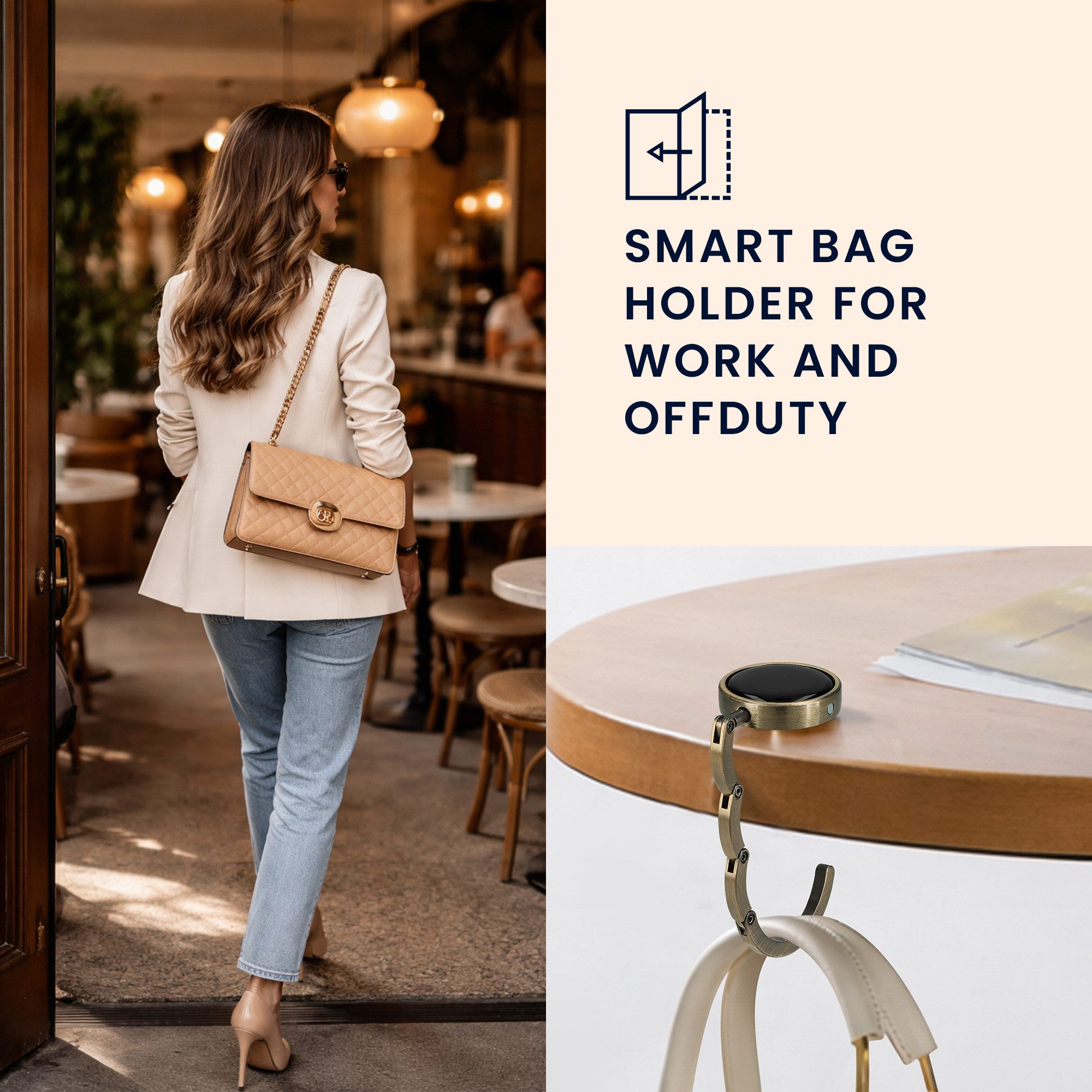 kwmobile Taschen-Halterung kwmobile Tisch Handtaschenhalter Haken, (2-tlg., 2x Faltbare Antirutsch Taschenhaken Halterung für Handtaschen)