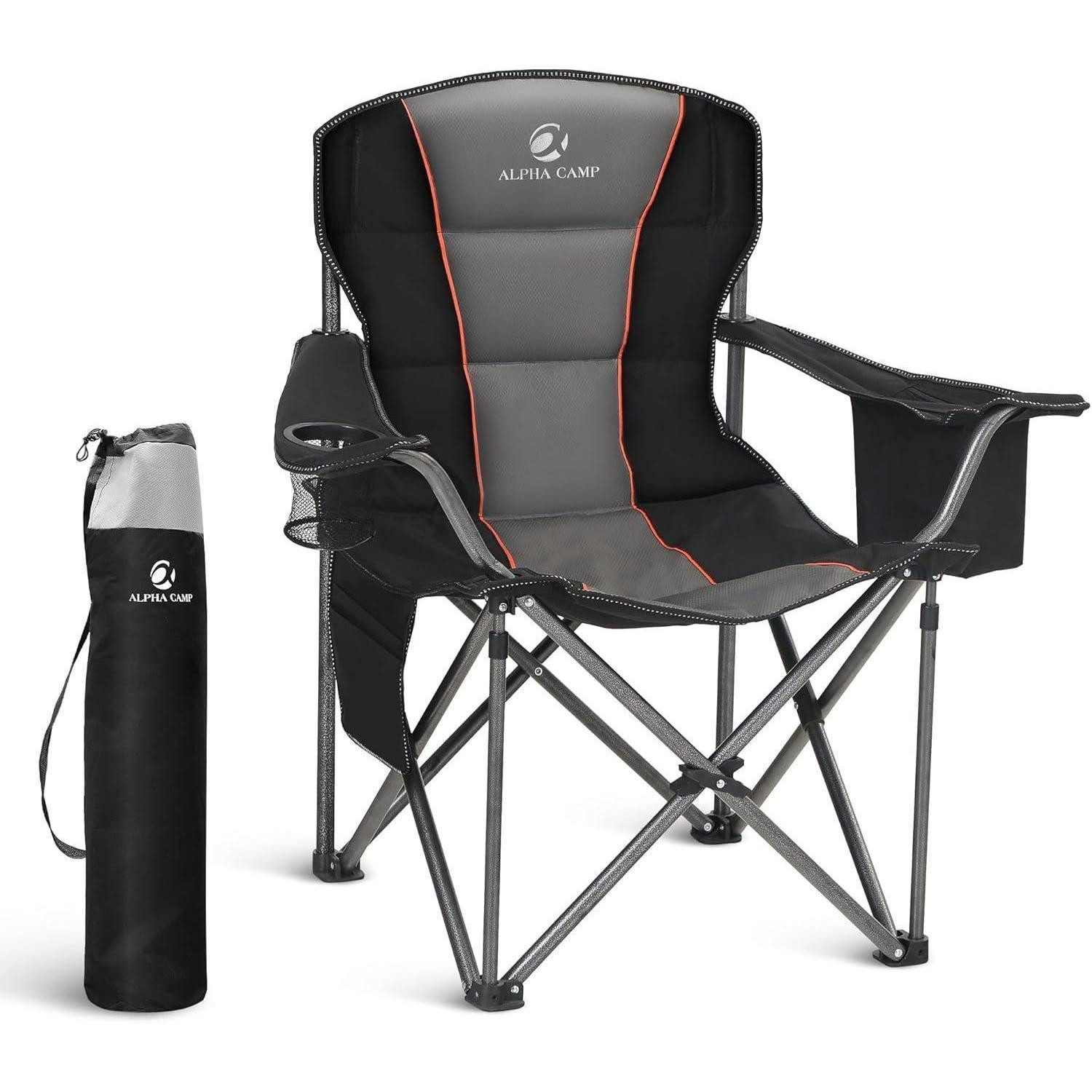 LuxusKollektion Campingstuhl Campingstuhl Faltstuhl Angelstuhl Getränkehalter Schwarz 1Pcs