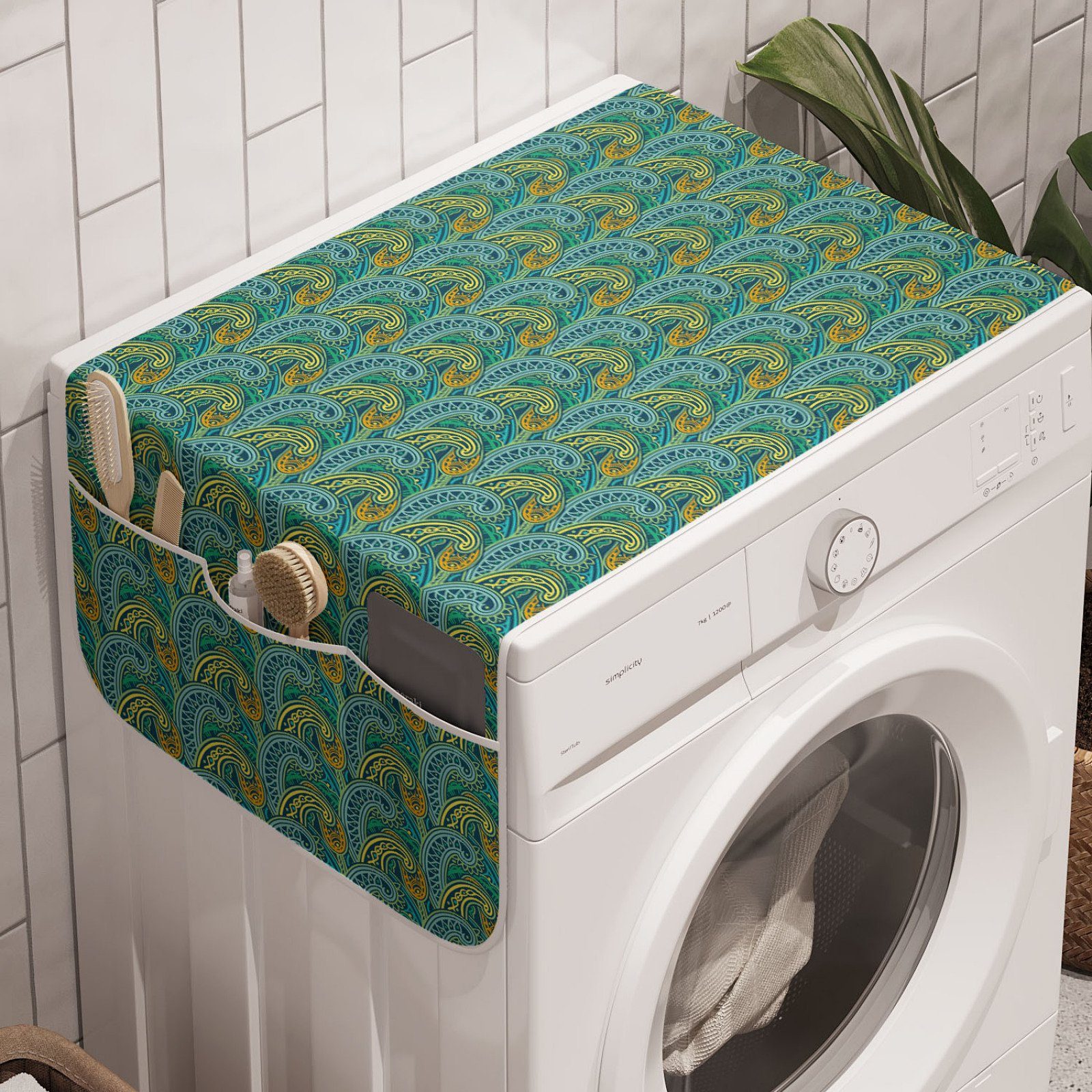 Paisley-Muster für Trockner, Waschmaschine Geometrisches orientalisch Abakuhaus Anti-Rutsch-Stoffabdeckung Badorganizer und