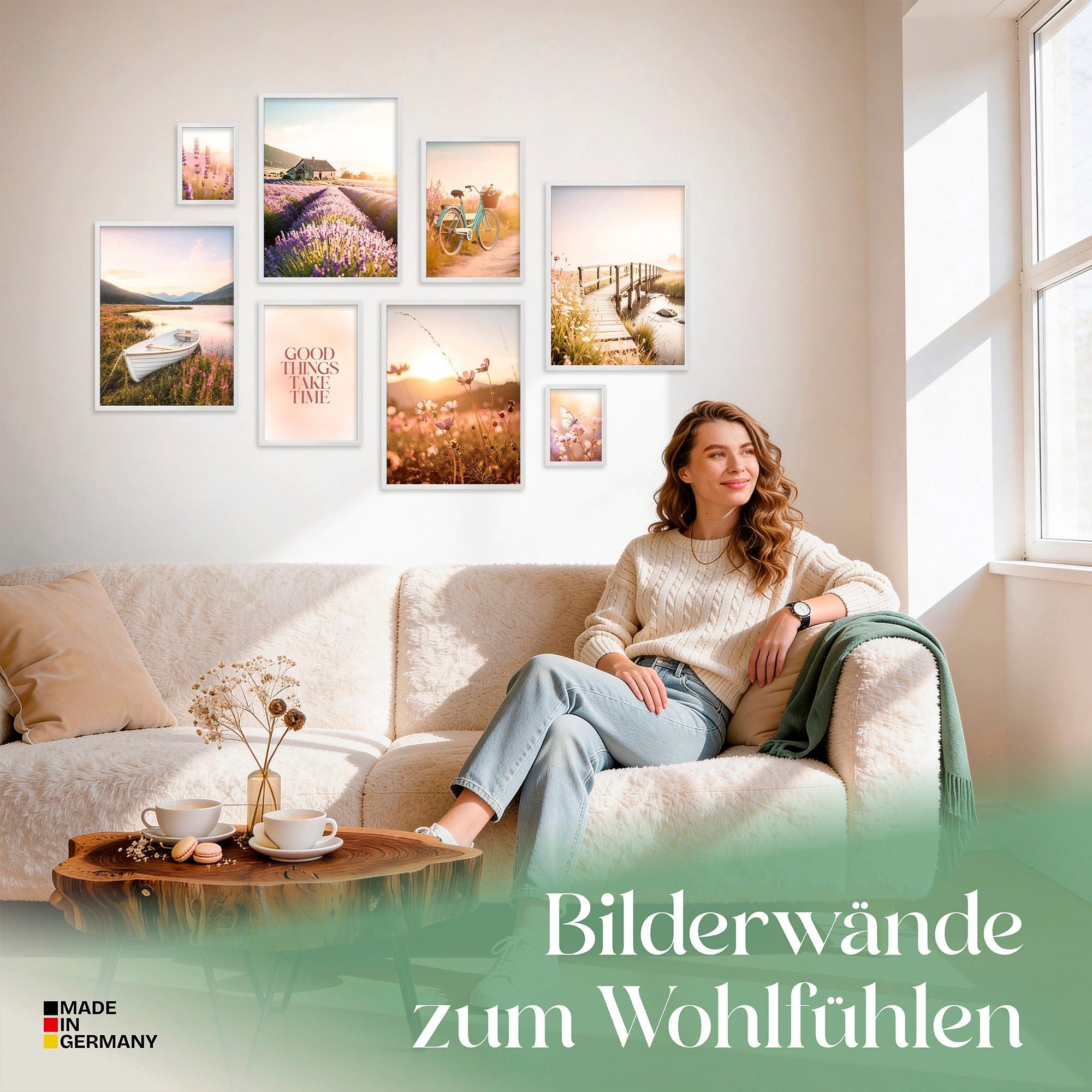 ARTFAVES Bilder-Collage Poster Set Vintage Lake Summer I mehrteilige Bilderwand I Wandbilder S, (Wandbilder modern, 8 St) – Bild 3 von 5