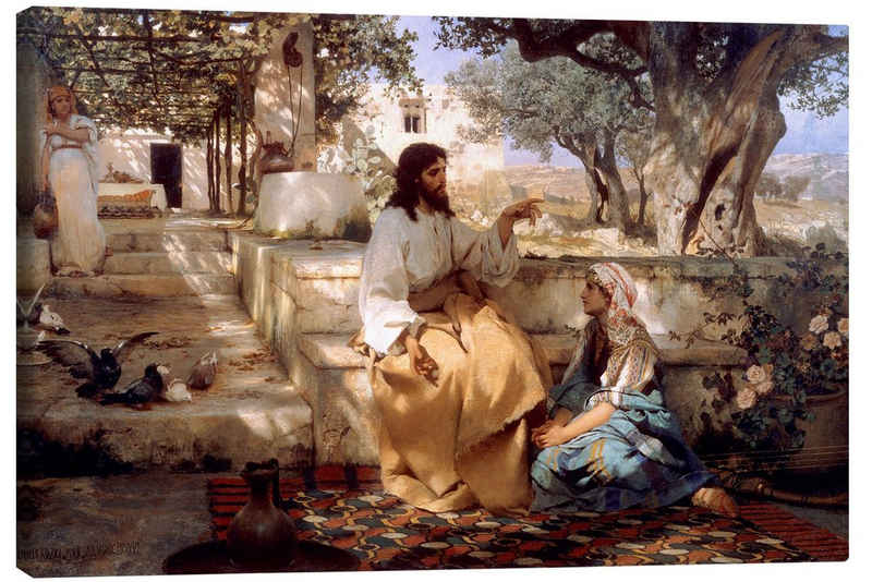 Posterlounge Leinwandbild Henryk Siemiradzki, Christus bei Maria und Martha, Malerei