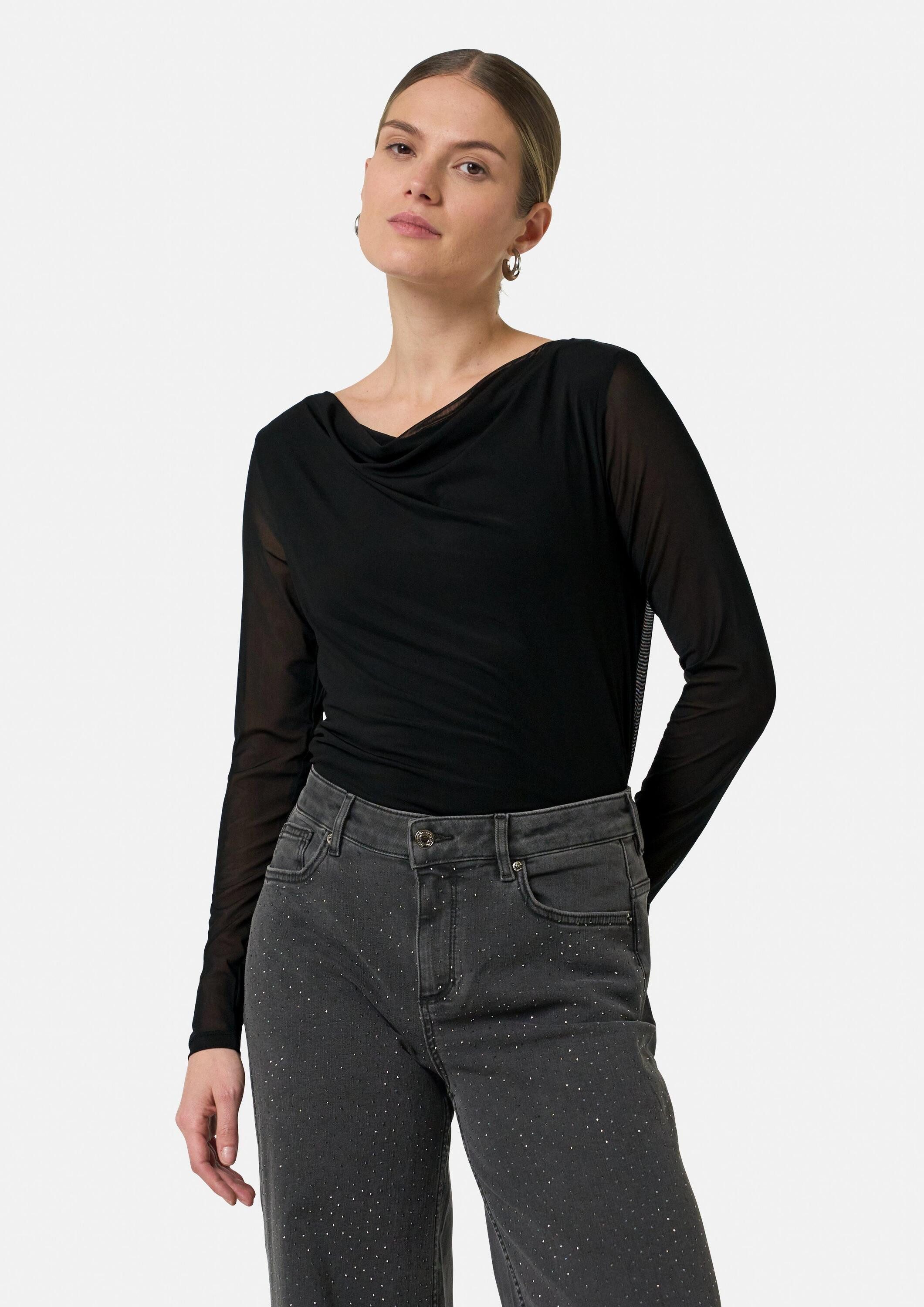 comma Langarmshirt T-Shirt Langarmshirt aus Mesh im Slim Fit günstig online kaufen