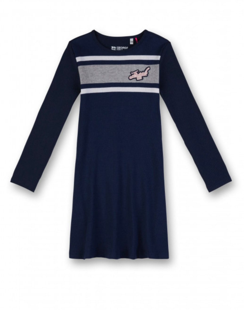 George Gina & Lucy Jerseykleid Rippenkleid aus Baumwolle mit Streifen und Brustpatch