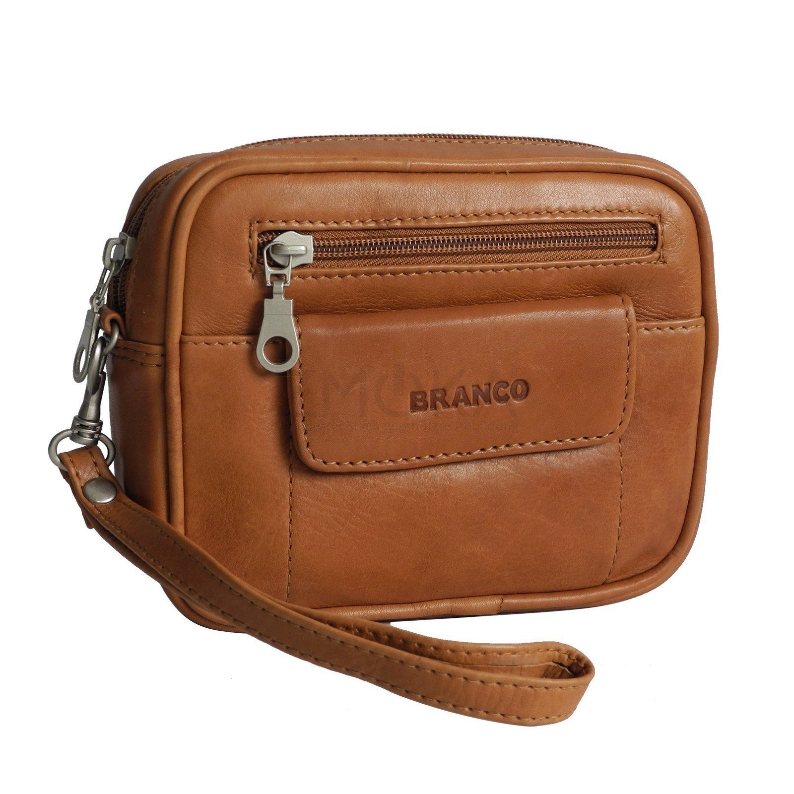 BRANCO Handgelenktasche Branco - edle Leder Herren Handgelenktasche Herrentasche Handtasche Tan