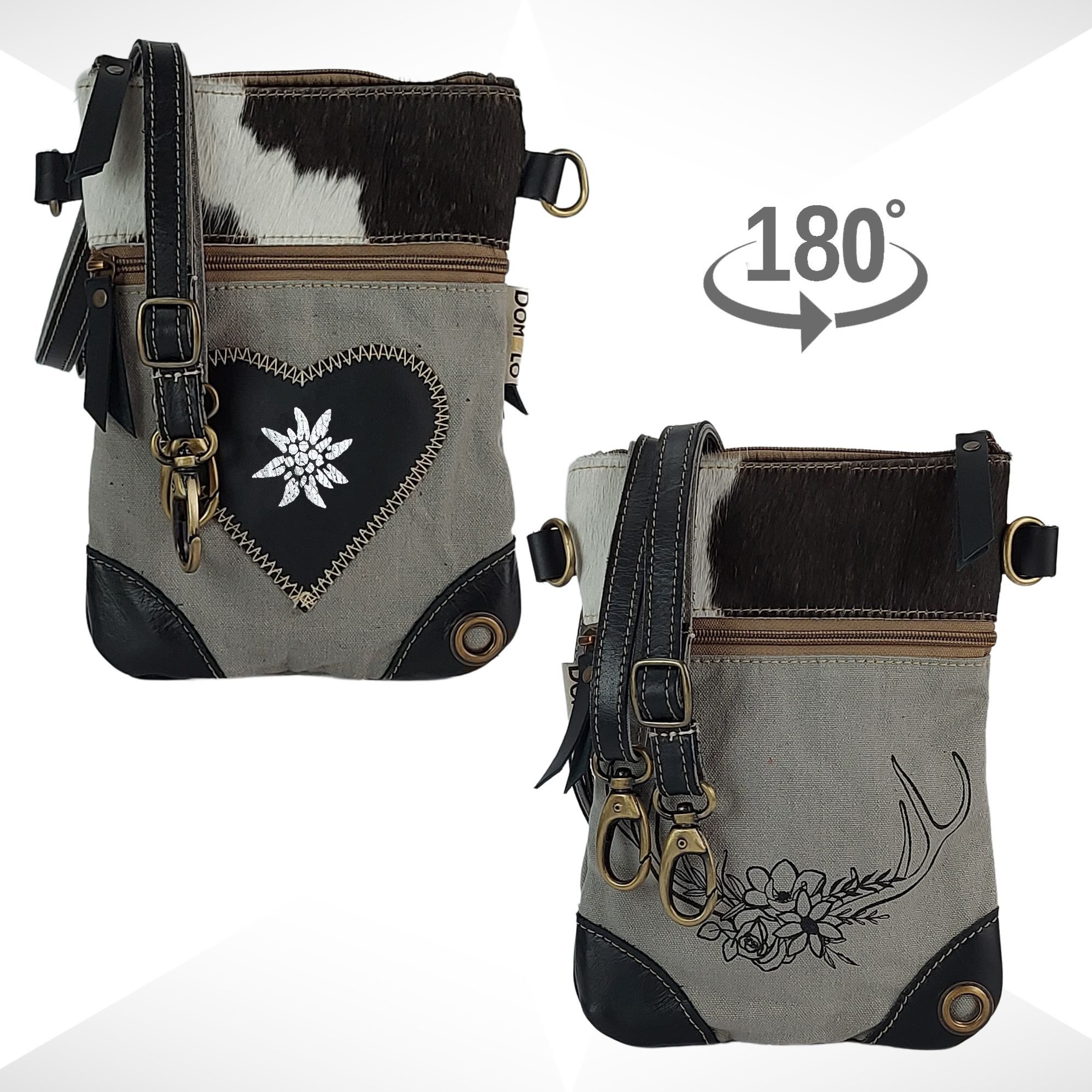 Domelo Trachtentasche kleine Oktoberfest Tasche, schwarze Dirndltasche, Unikate Trachtentasche