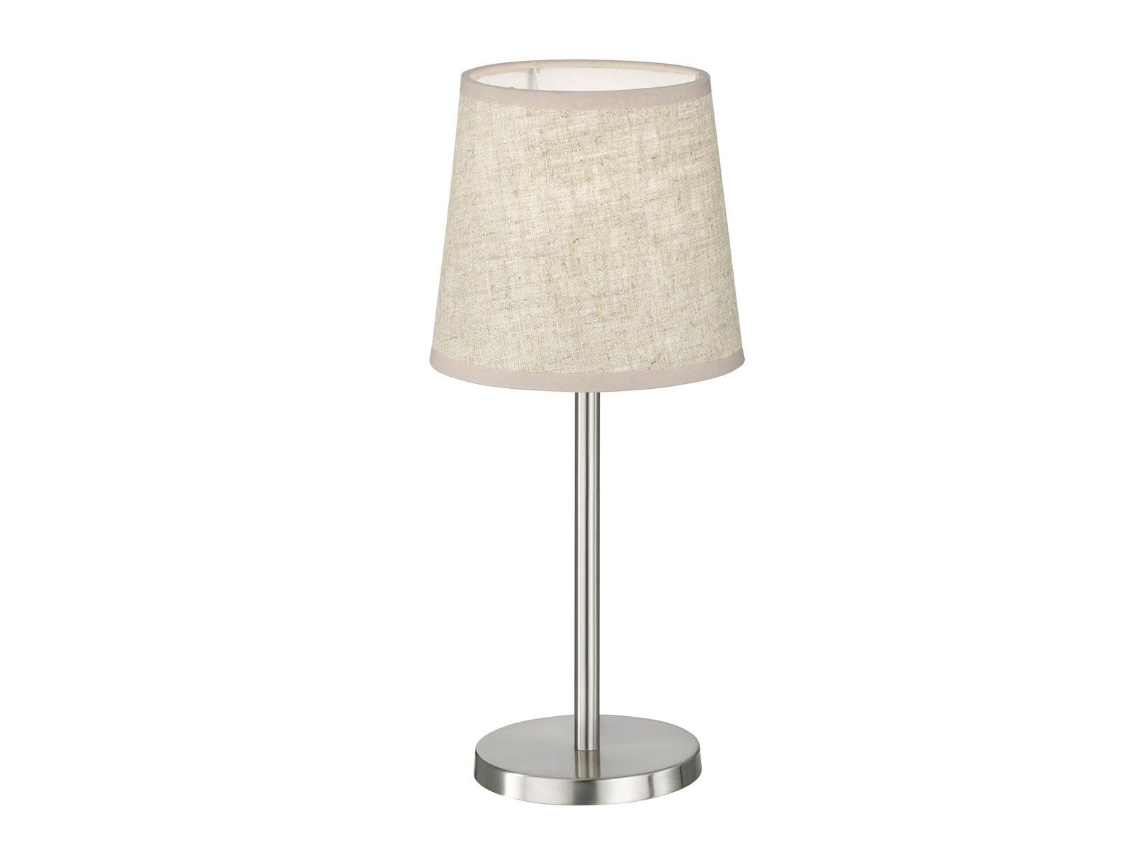 LED LED easy! Höhe Lampenschirm 30cm FHL mit Silber-Sandfarben Stoff kleine Beige, Design-klassiker Nachttischlampe, Warmweiß, wechselbar,