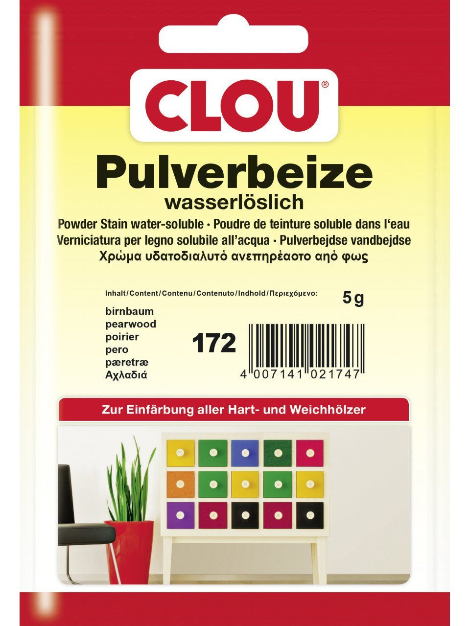 Holzbeize Clou Pulverbeize 5 g birnbaum