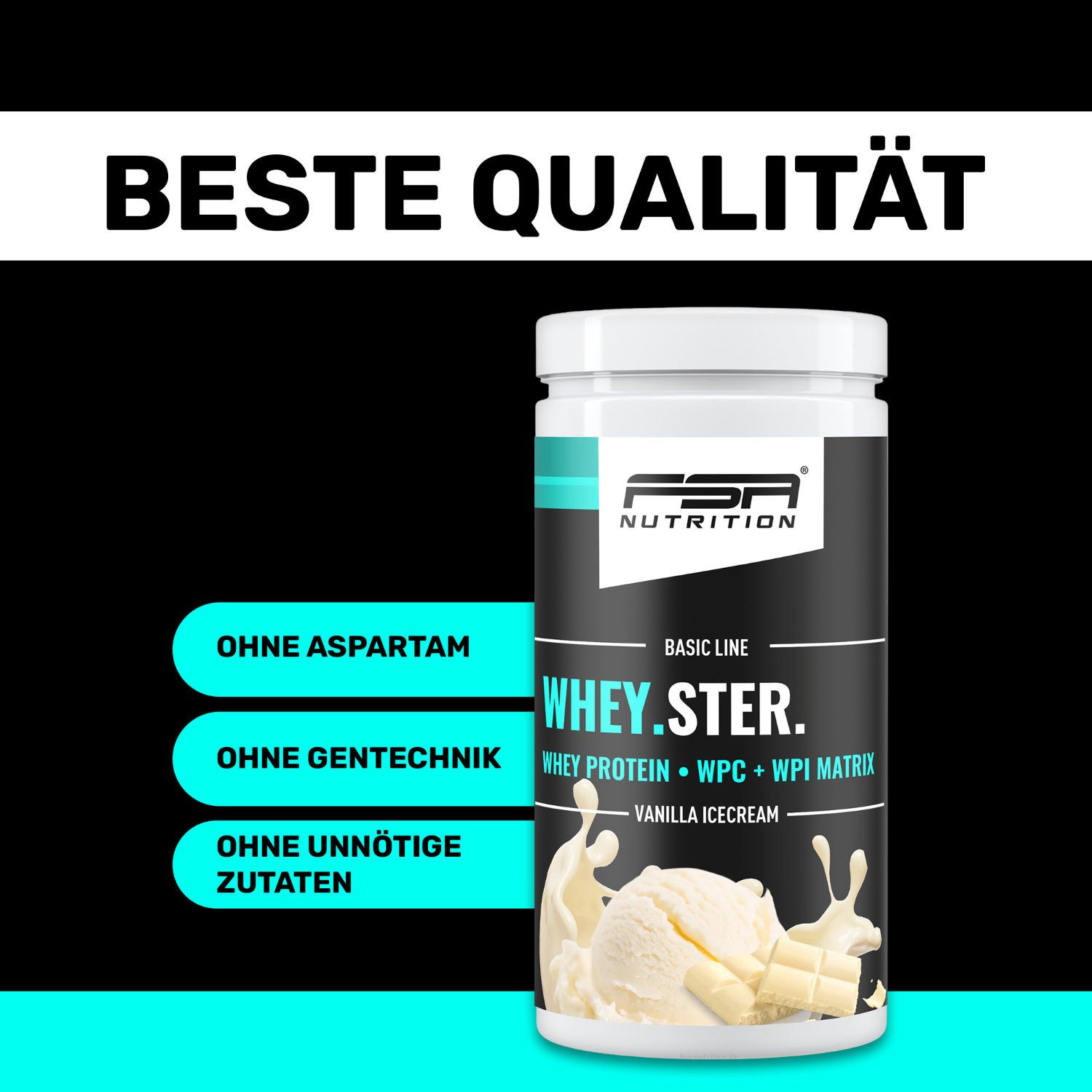 FSA NUTRITION Whey Proteinpulver aus Konzentrat und Isolat Pulver, 1000 g