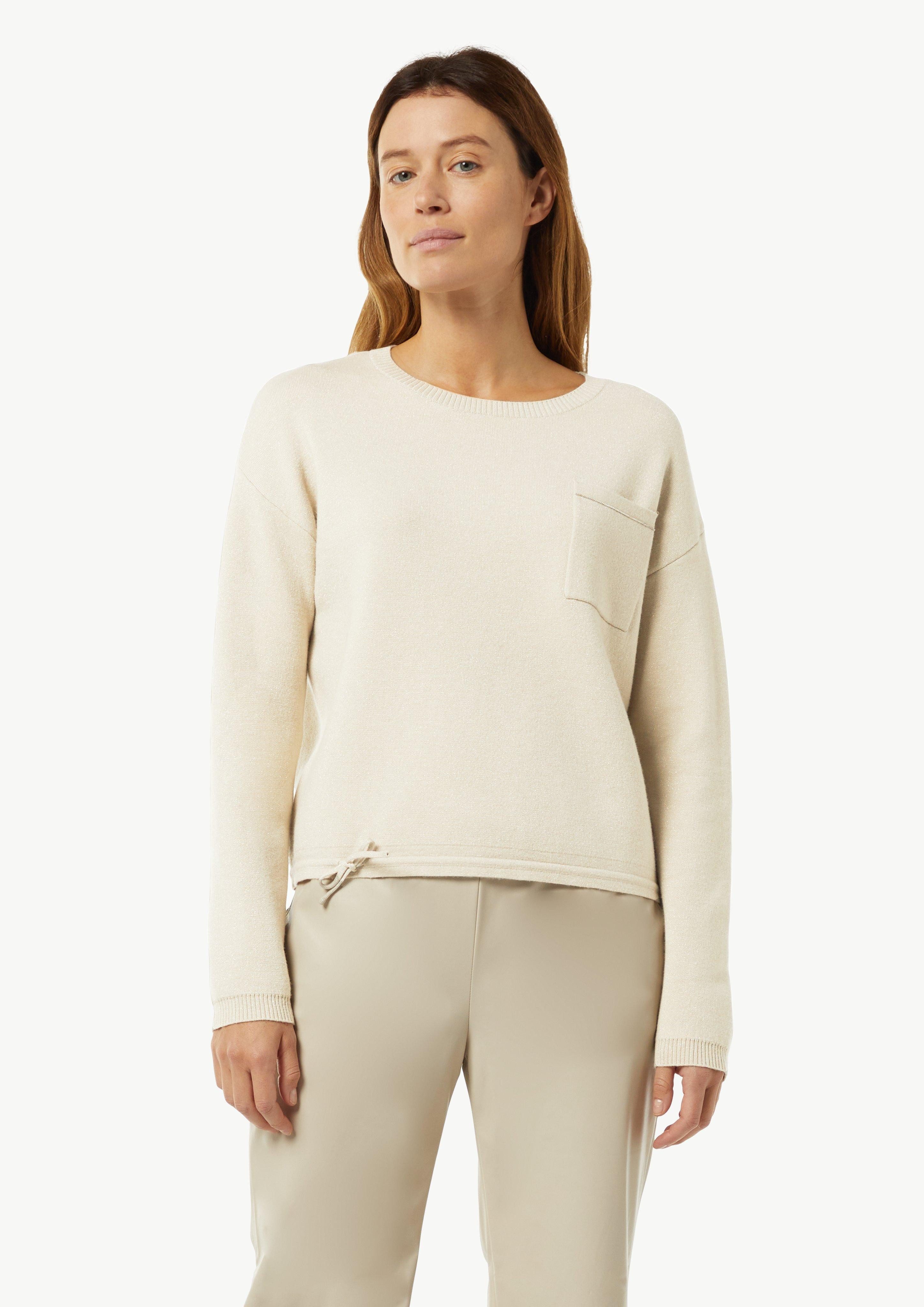 Langarmshirt Strickpullover mit Schmuckdetail und Glitzergarn