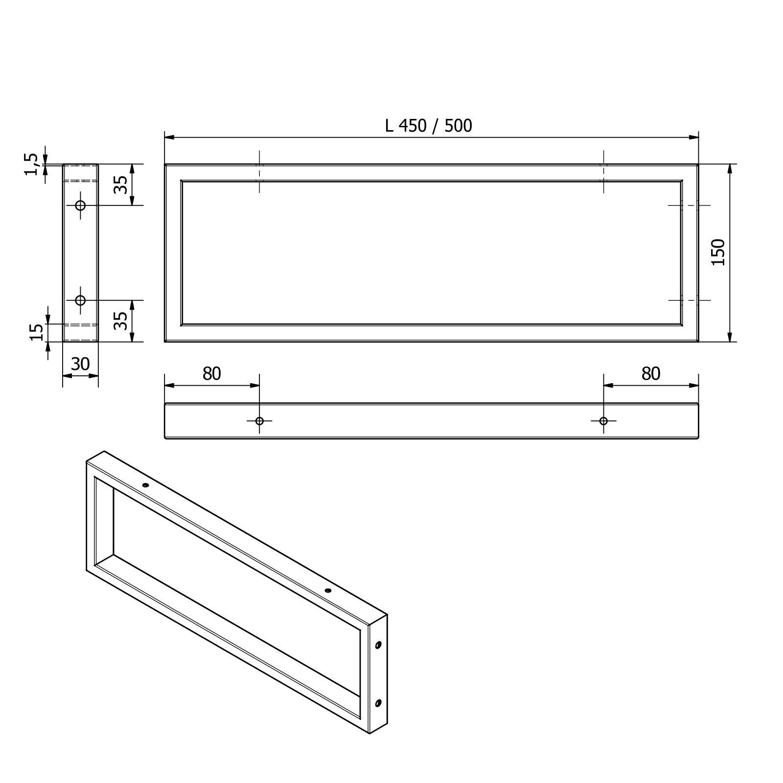 rechteckig Wandkonsole, mm, x Edelstahl Wandregalhalter 450 Waschtischkonsole SO-TECH® 150 1-tlg., gebürstet WK450