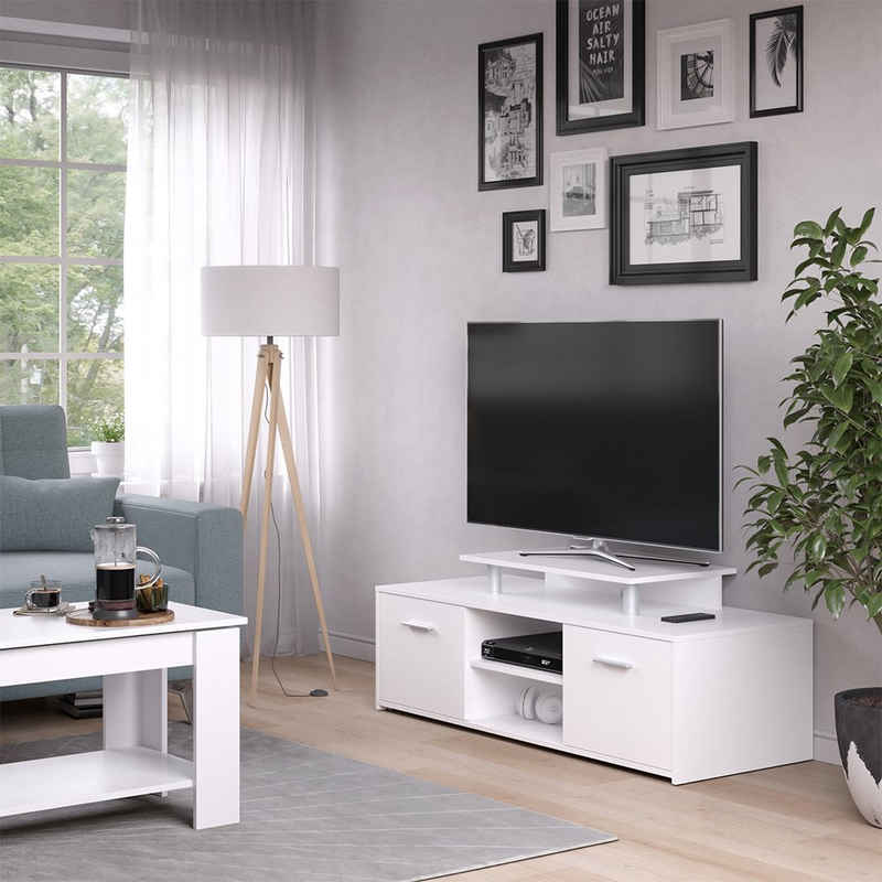 Vicco Lowboard TV-Regal Fernsehregal LUX 136x51 cm Weiß